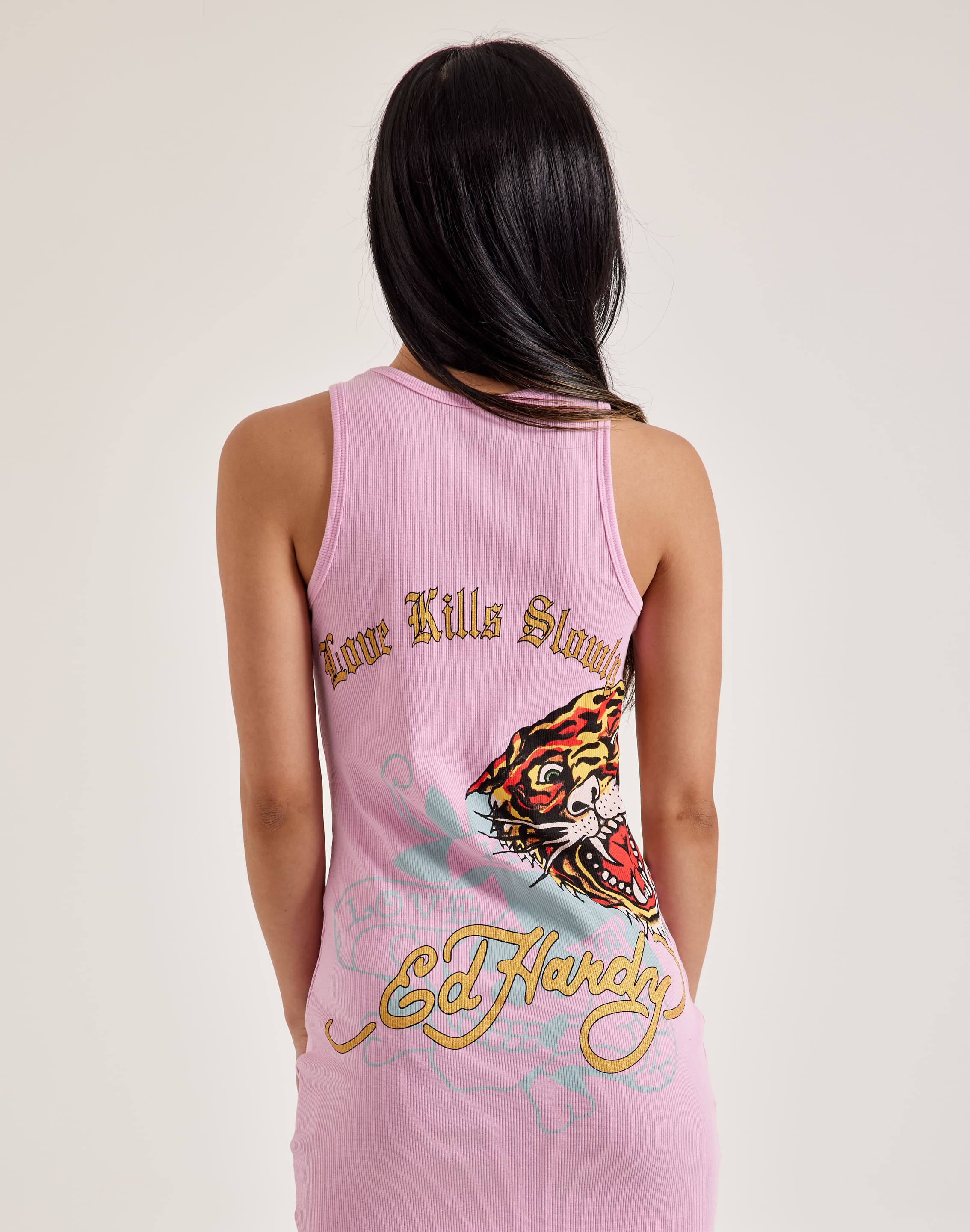 pink ed hardy dress Ed Hardy Retro Flash Ribbed Tank Dress – DTLR
