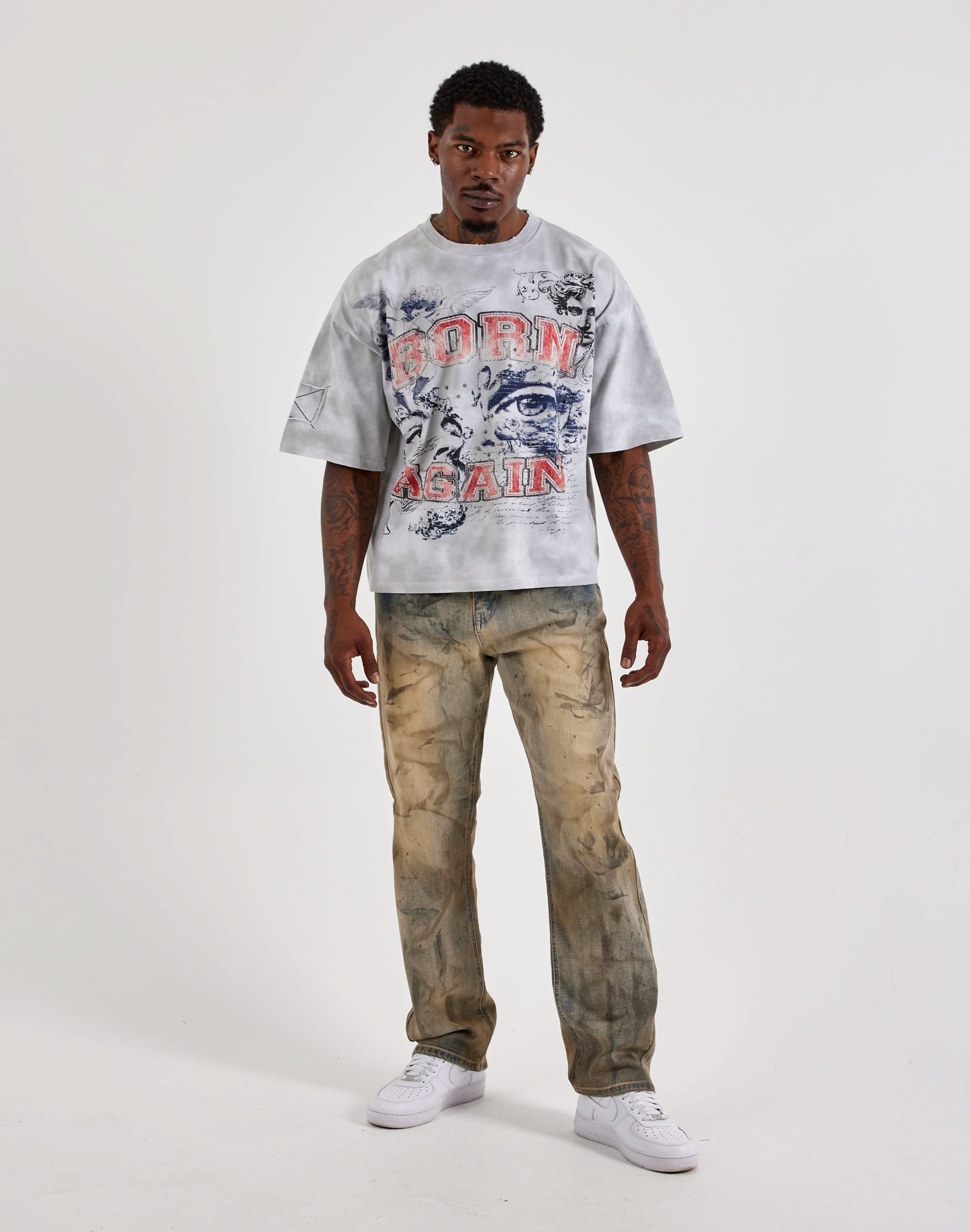First Row Dirty Wash Straight Denim Jeans, image 4 of 4