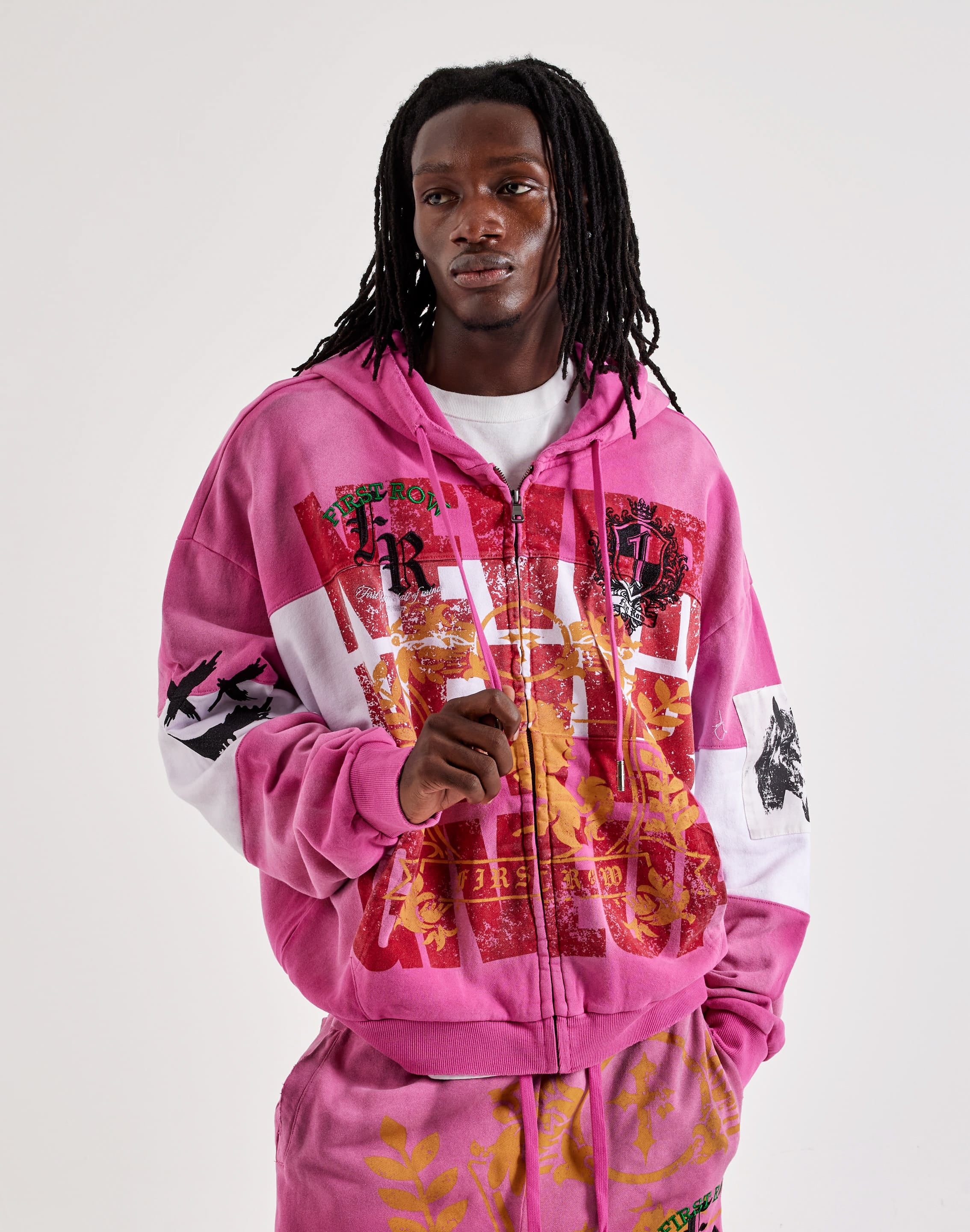Photo of First Row Embroidered Full-Zip Fleece Hoodie