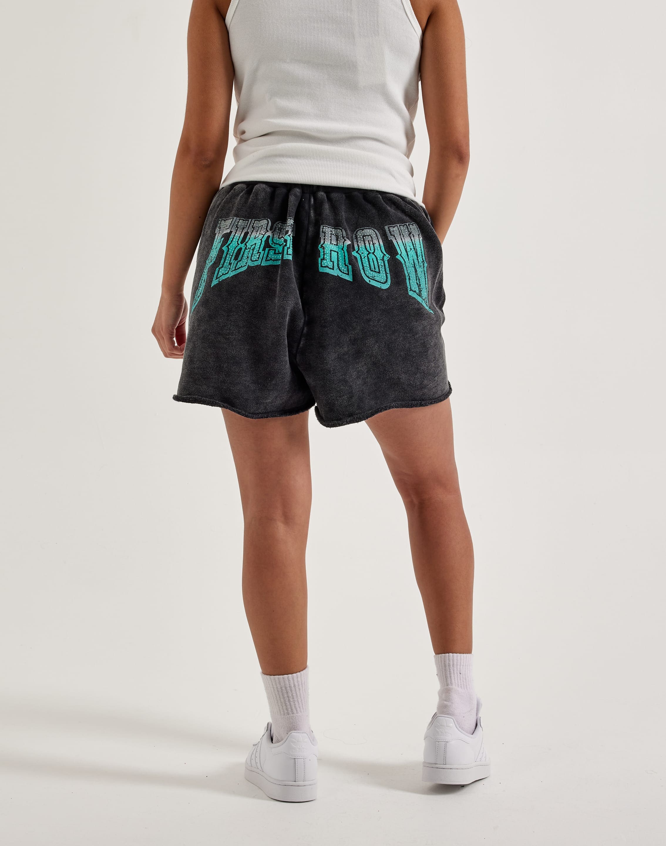 First Row Washed Rhinestone Star Shorts