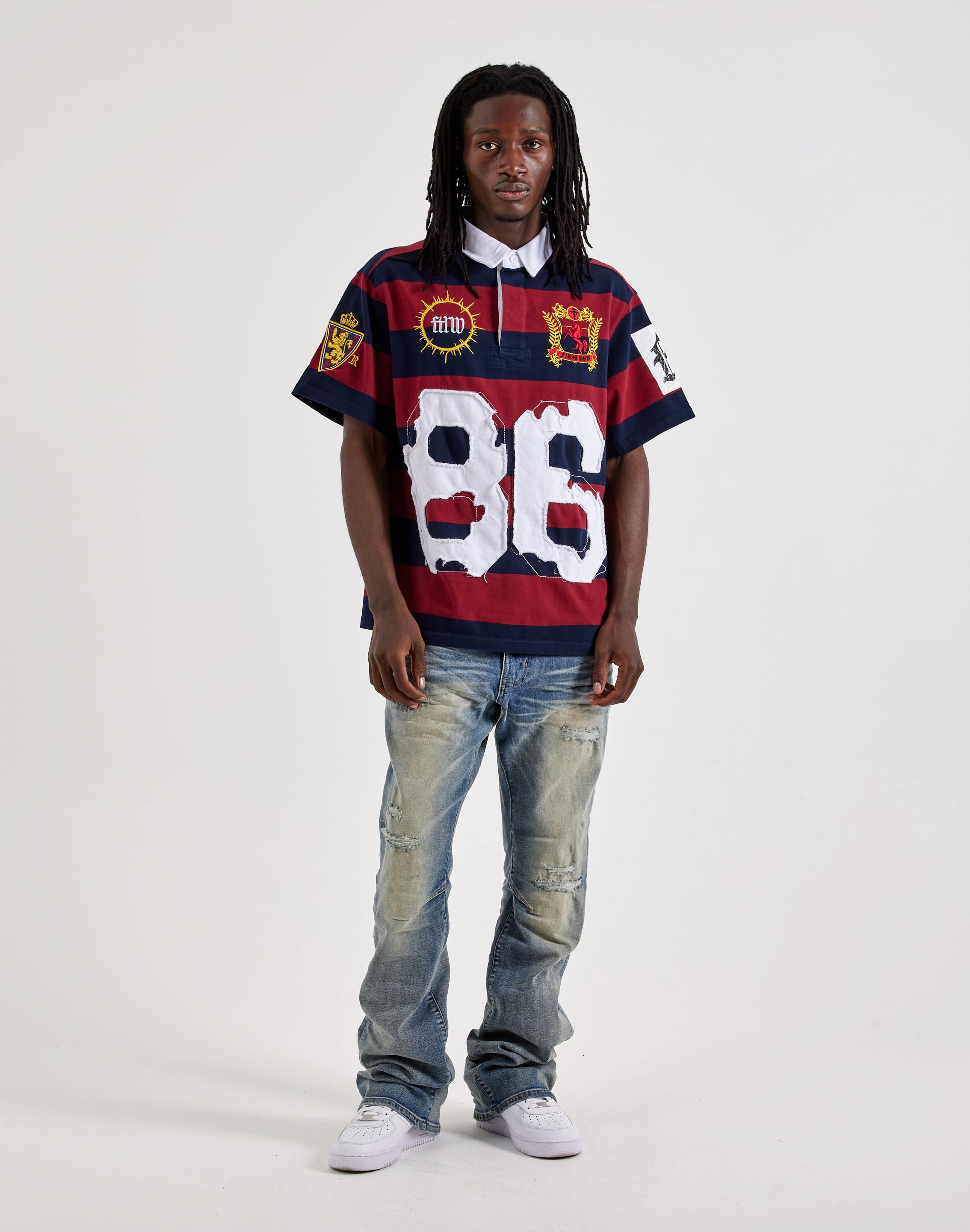 Photo of First Row Applique Patch Washed Polo Shirt