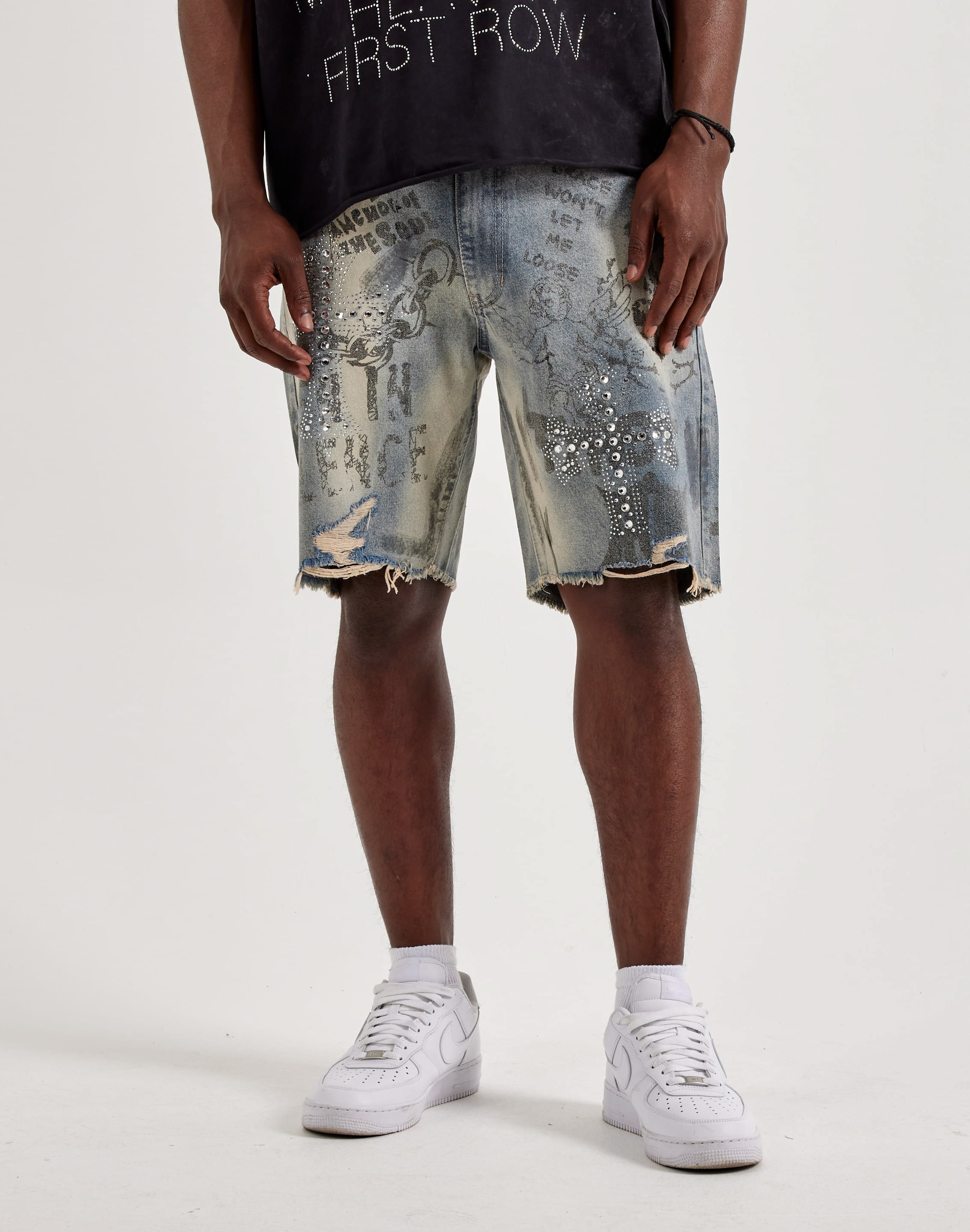 Photo of First Row Forever Silence Distressed Denim Shorts