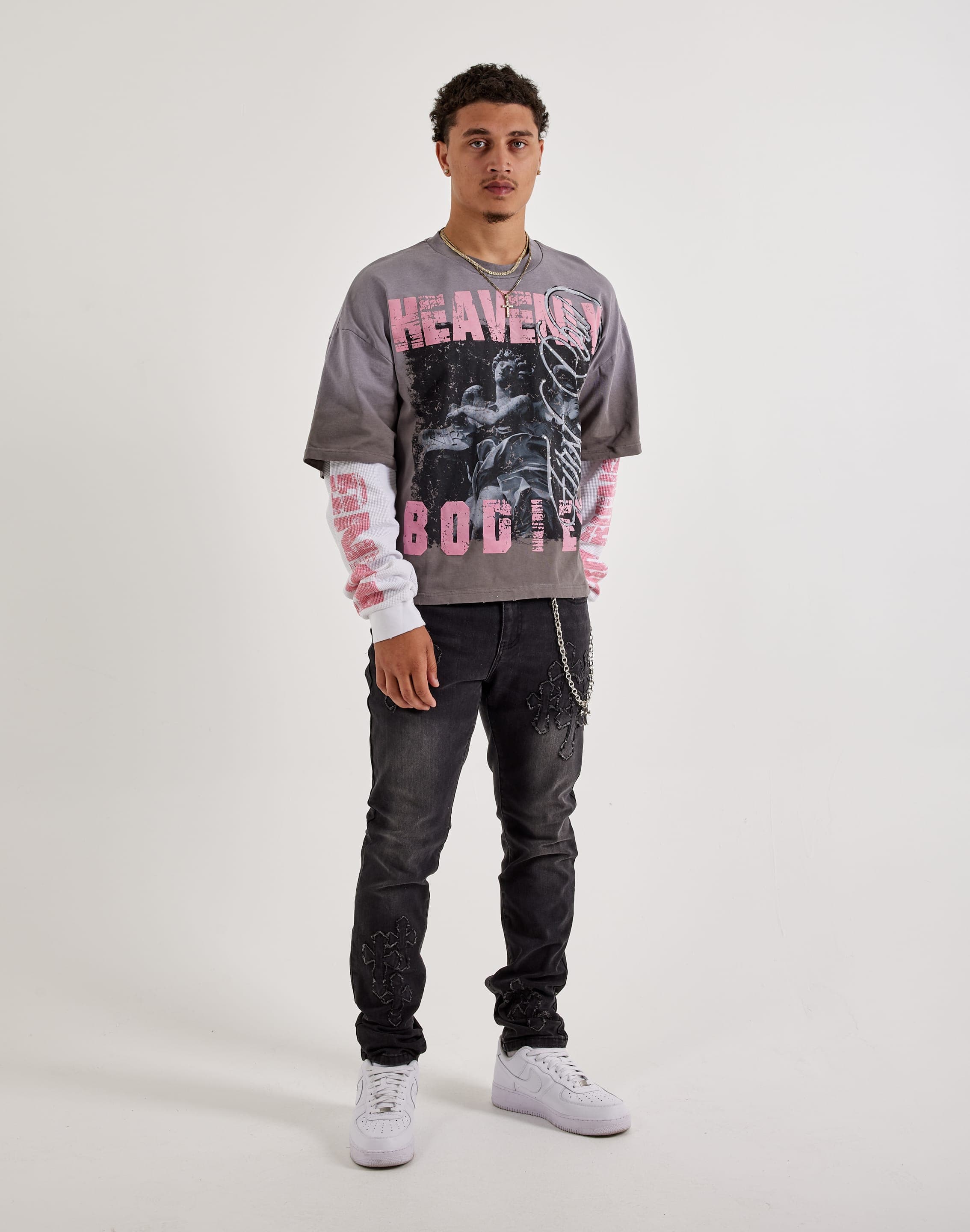 First Row Heavenly Bodies Rhinestone Long-Sleeve Tee