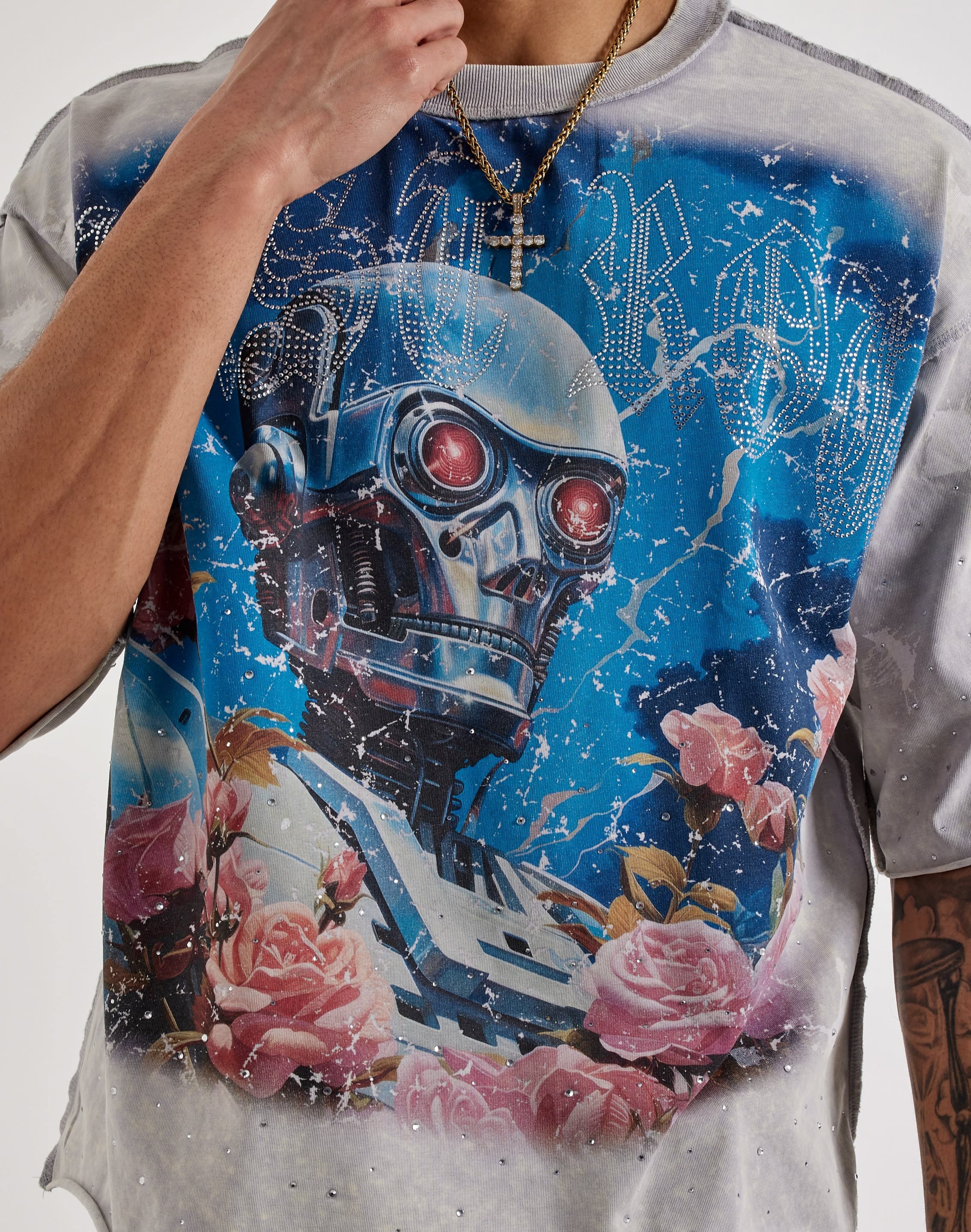 Photo of First Row Cropped Lost Utopia Rhinestone Tee