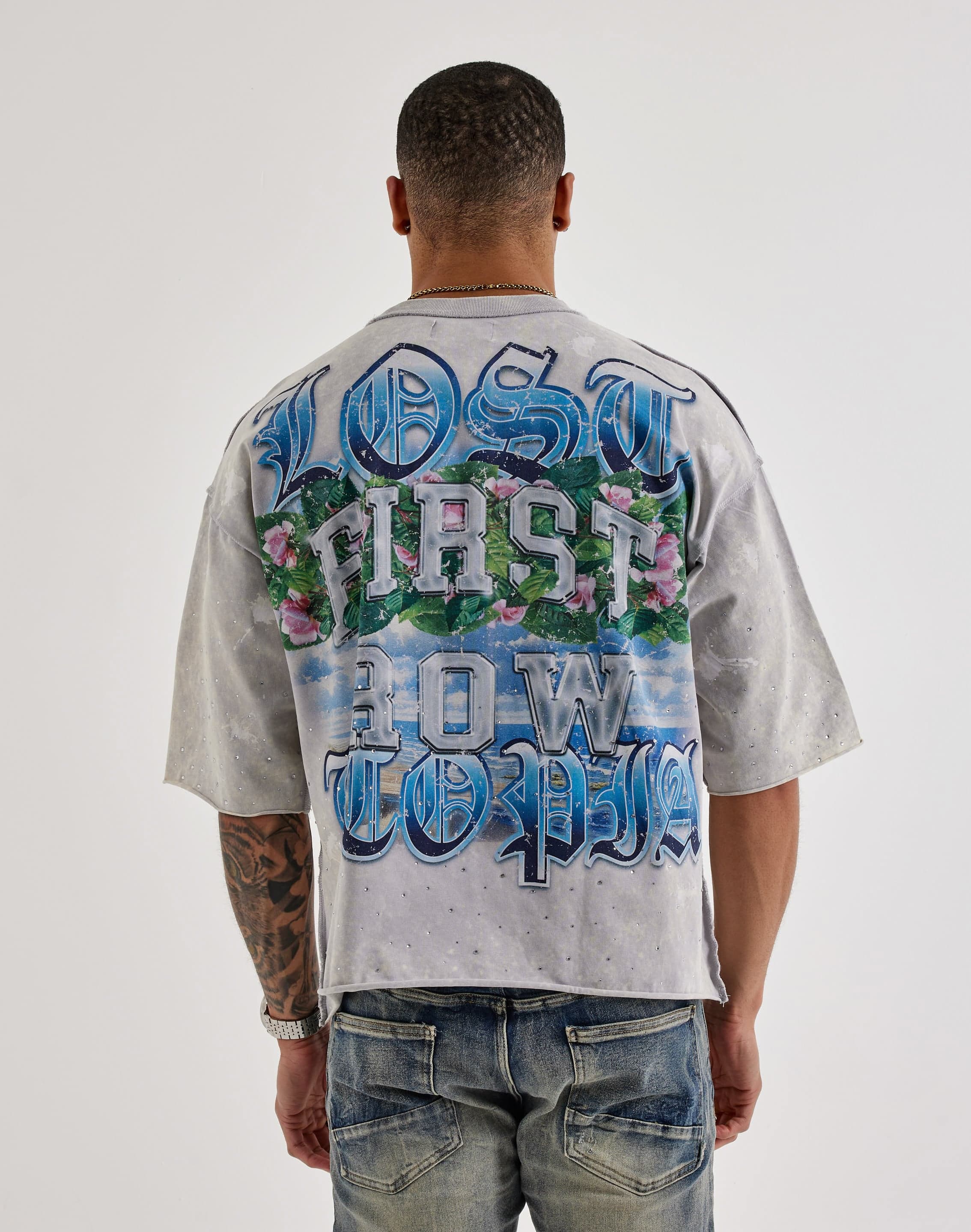 Photo of First Row Cropped Lost Utopia Rhinestone Tee