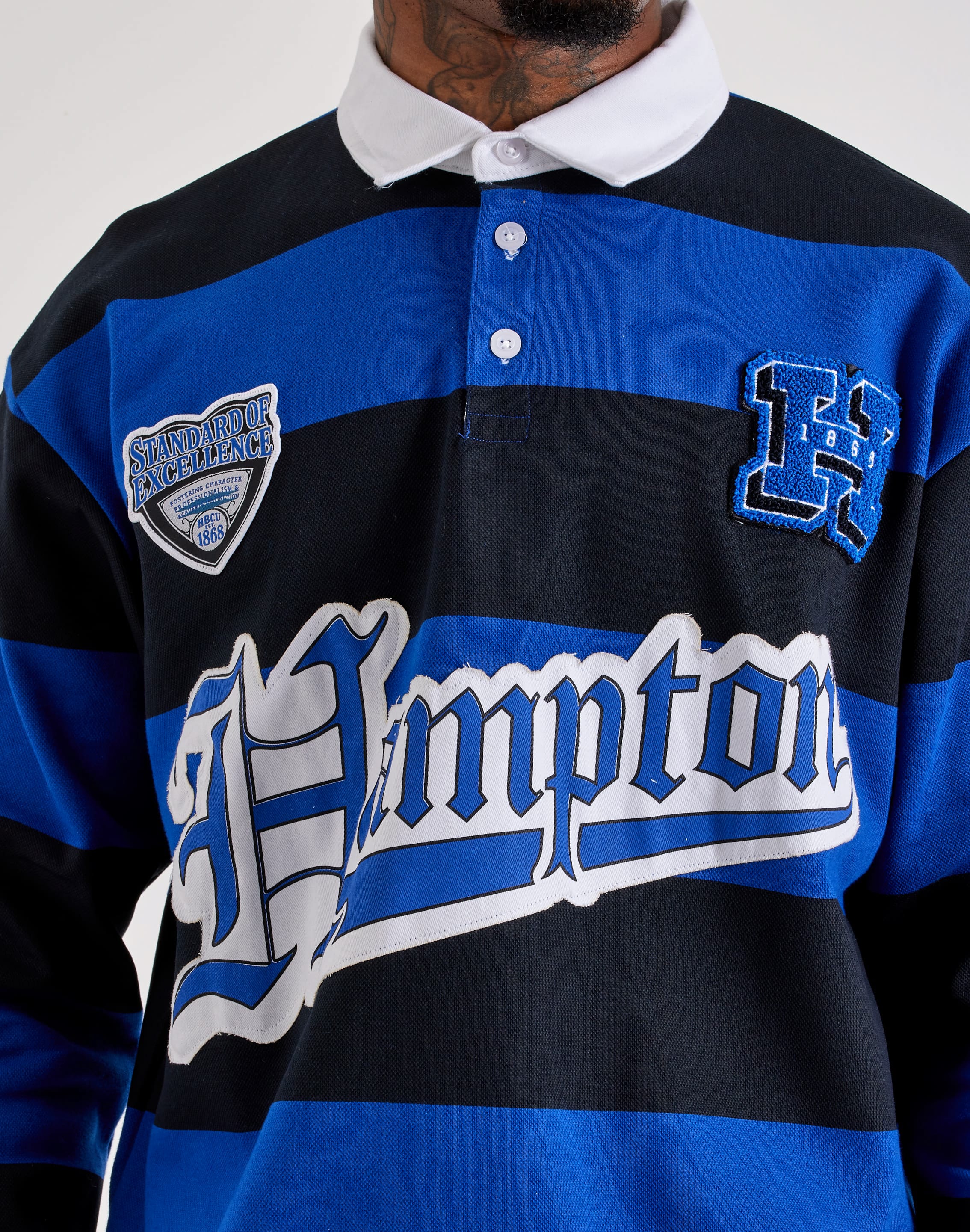 For The Fan Hampton University Striped Long-Sleeve Rugby Shirt, image 2 of 6
