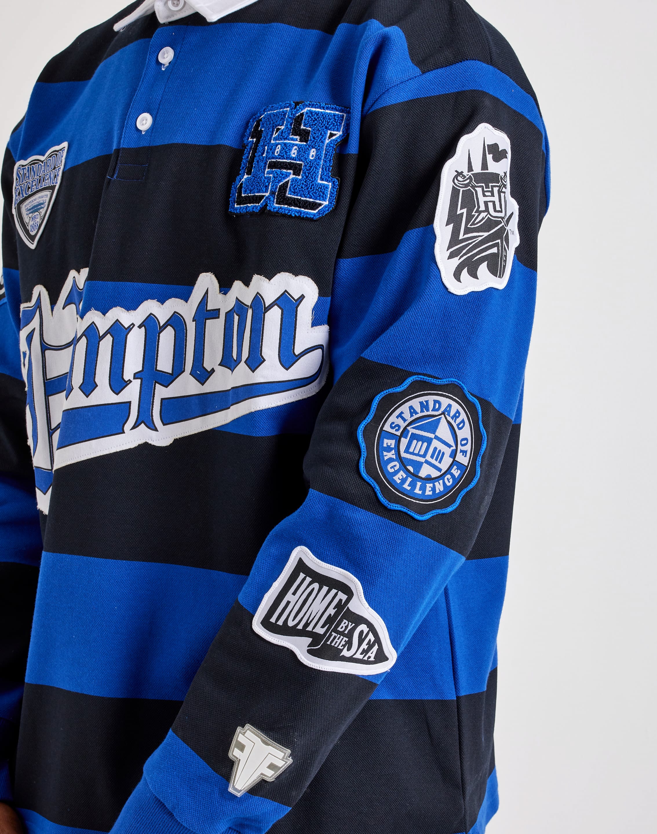 For The Fan Hampton University Striped Long-Sleeve Rugby Shirt, image 3 of 6