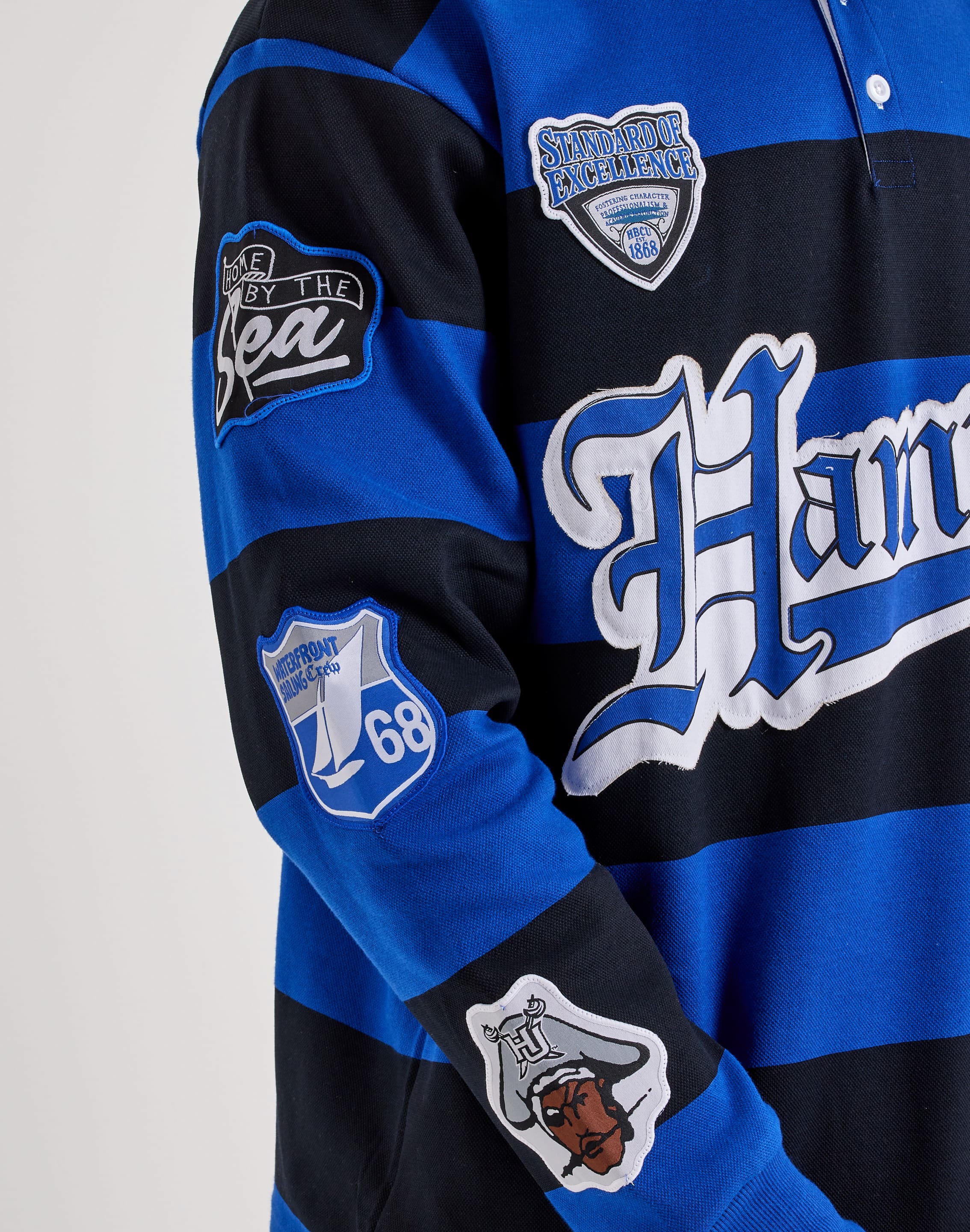 For The Fan Hampton University Striped Long-Sleeve Rugby Shirt, image 4 of 6