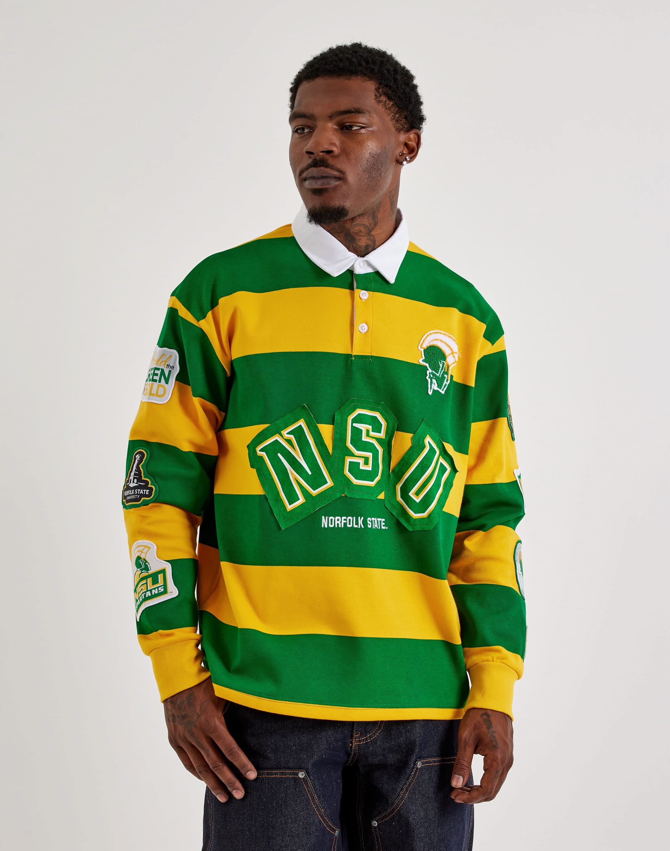 For The Fan Norfolk State University Earned Stripes Long-Sleeve Rugby Shirt, image 1 of 6
