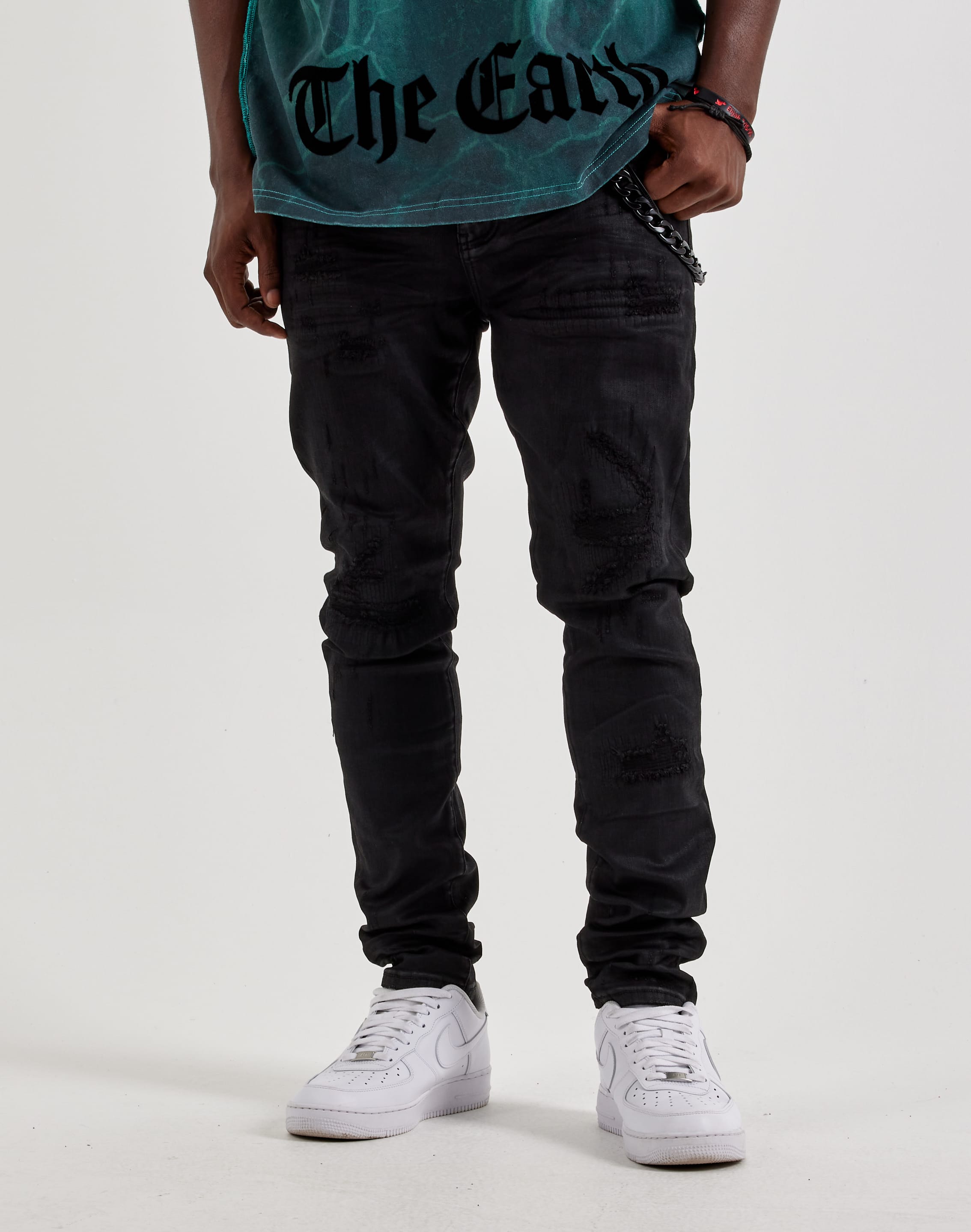 GFTD LA Slim Waxed Distressed Denim Jeans, image 1 of 4