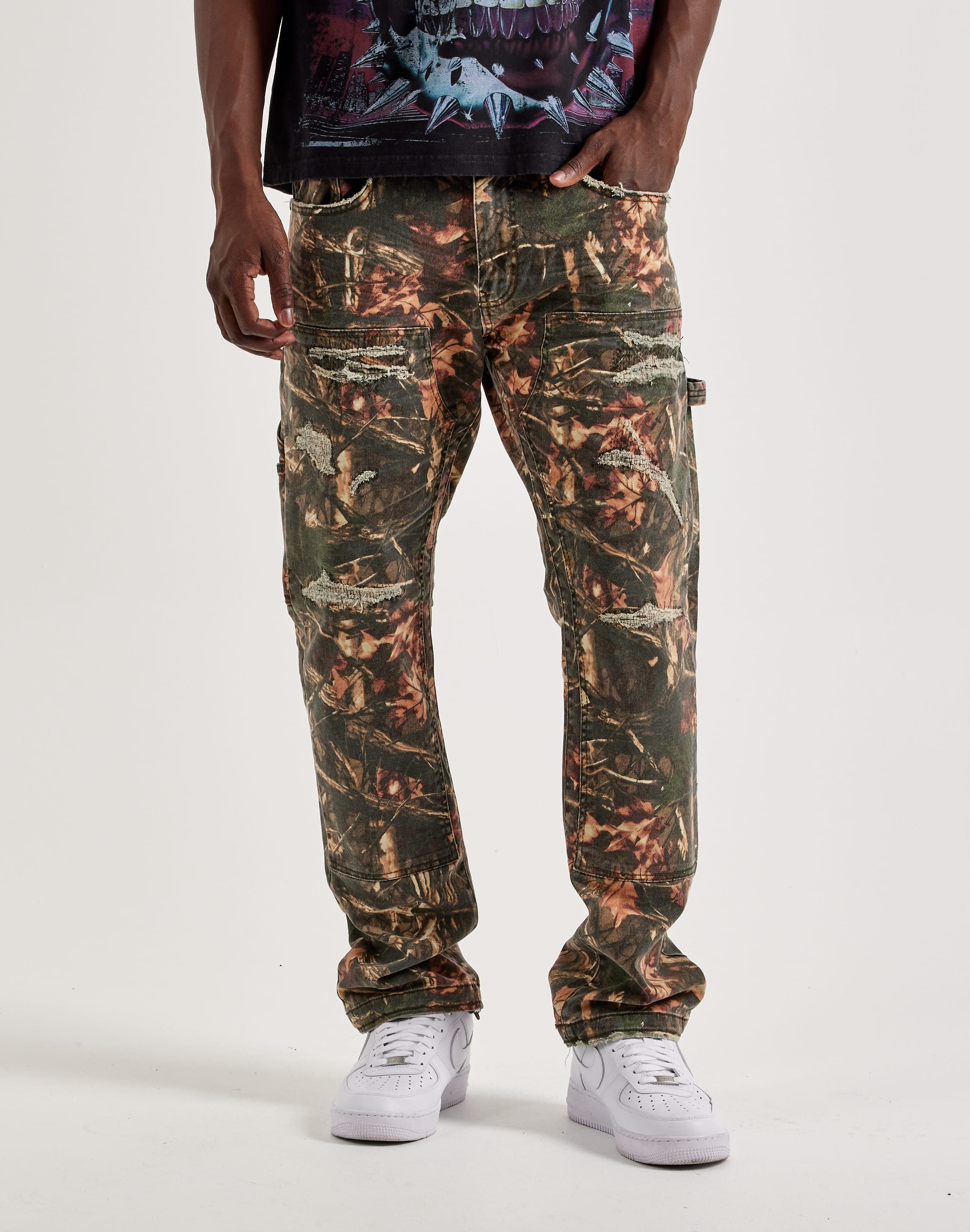 Photo of Jordan Craig Collins Distressed Camo Carpenter Straight Pants