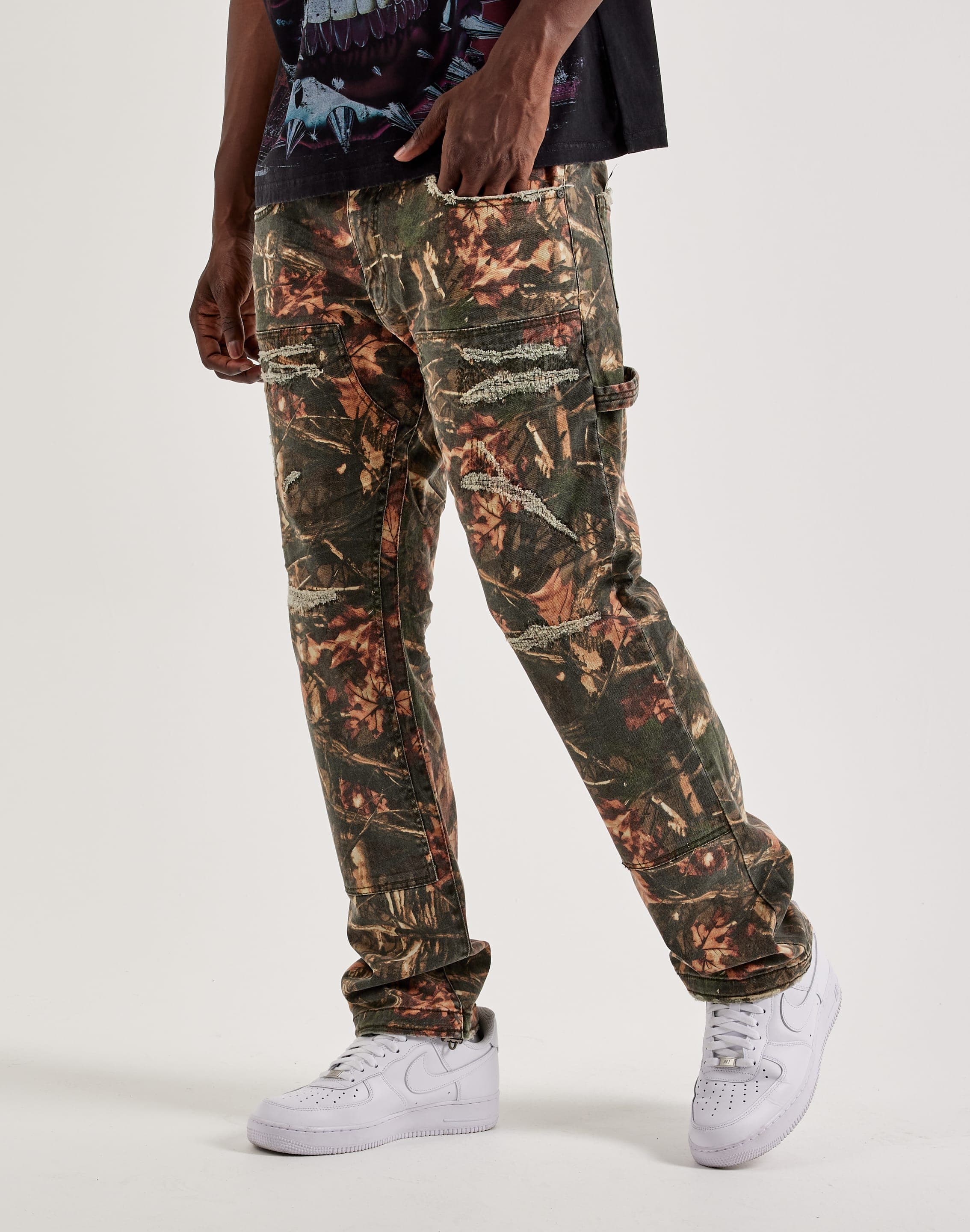 Photo of Jordan Craig Collins Distressed Camo Carpenter Straight Pants