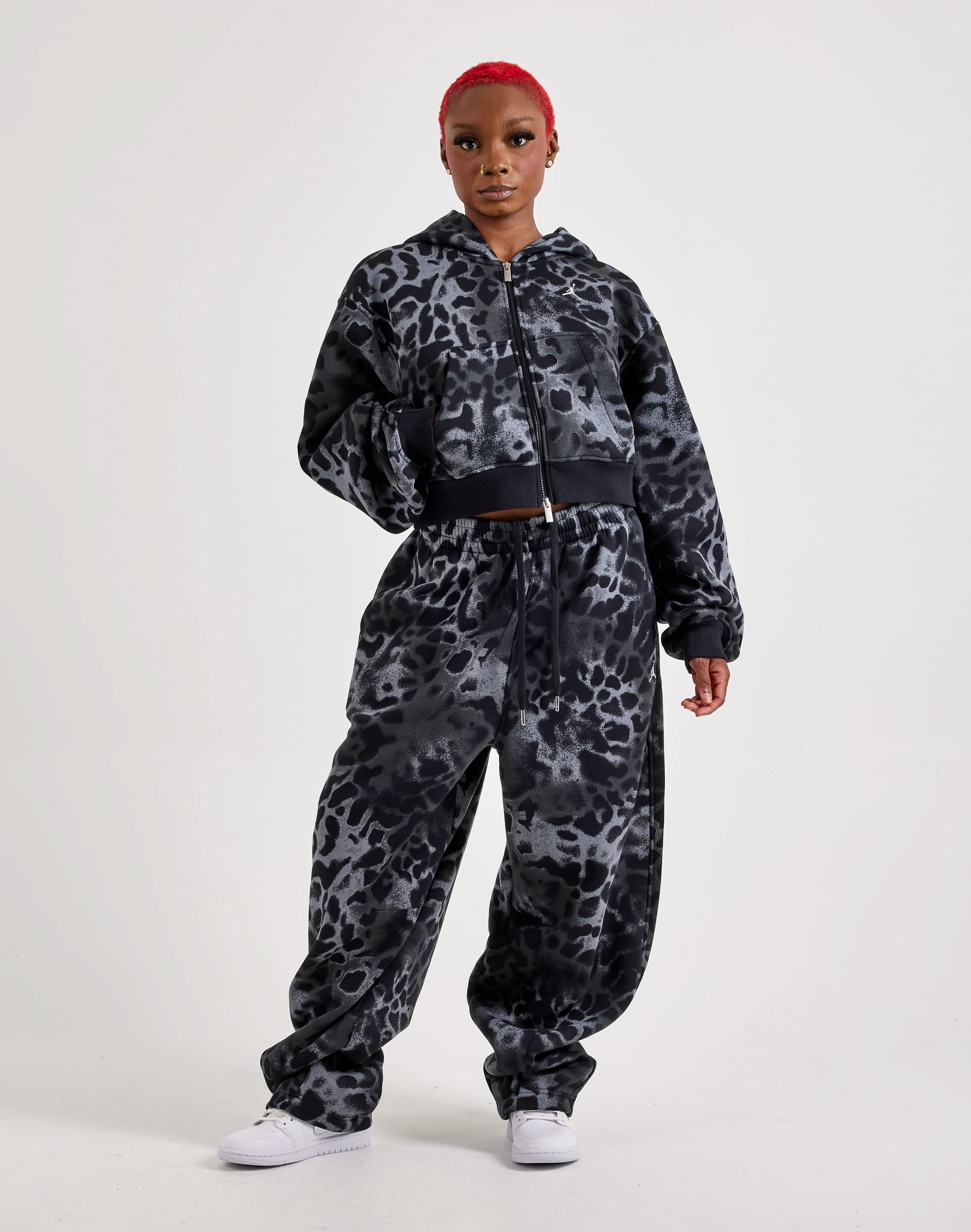 Photo of Jordan Brooklyn Fleece Animal Print Wide Leg Pants