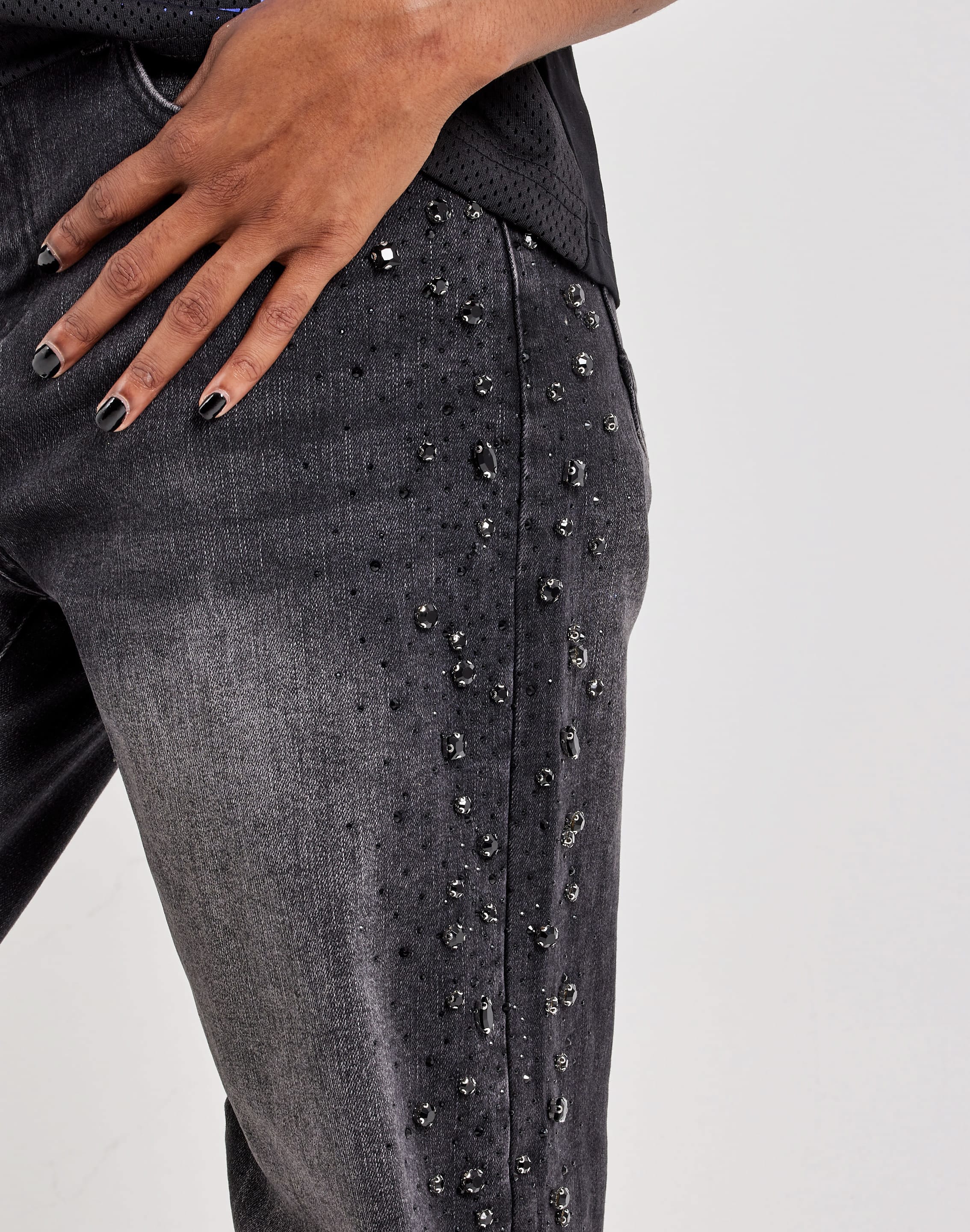Photo of Kilogram Sideseam Jewel Rhinestone Straight Denim Jeans