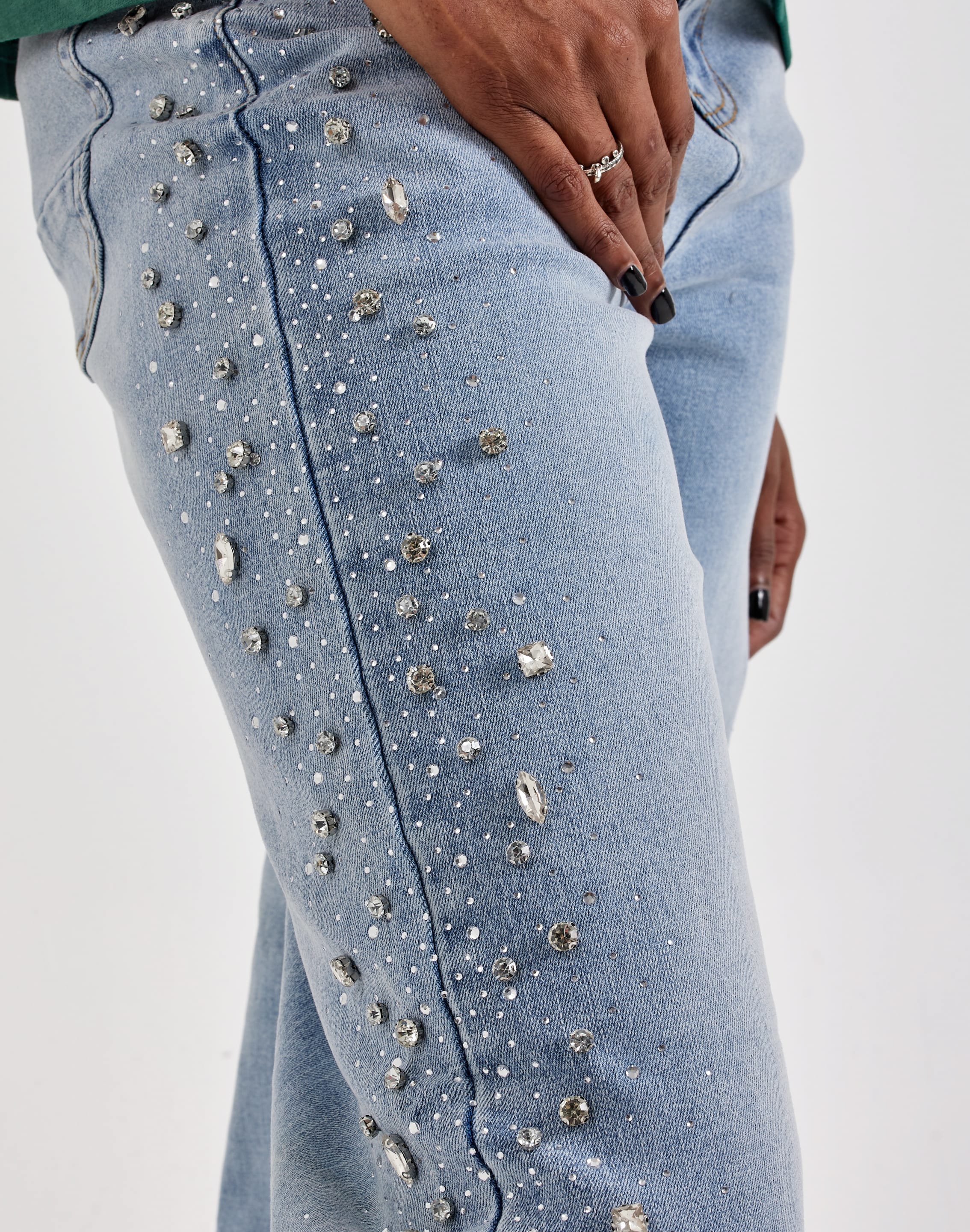 Photo of Kilogram Sideseam Jewel Rhinestone Straight Denim Jeans