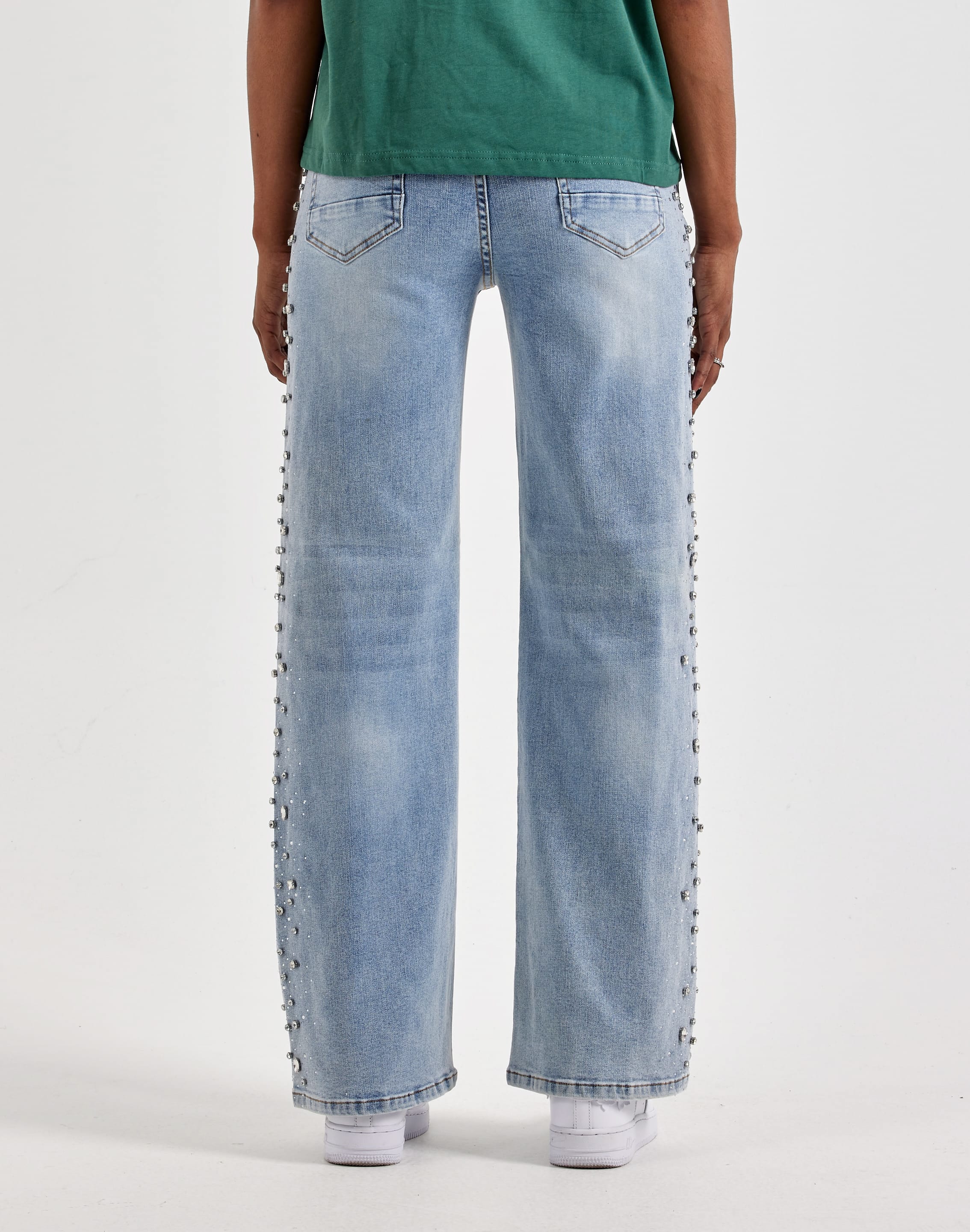 Photo of Kilogram Sideseam Jewel Rhinestone Straight Denim Jeans