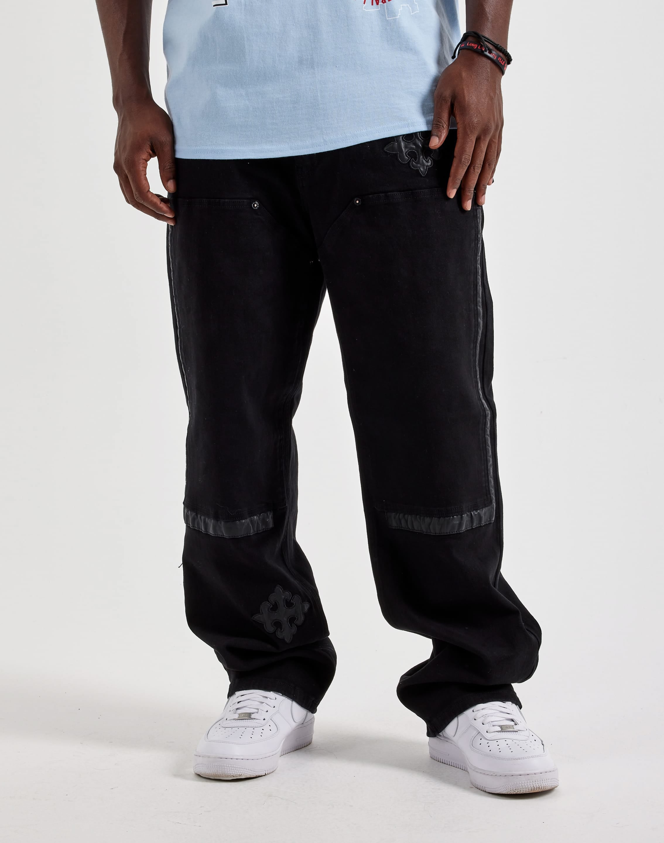 Photo of Kilogram Applique Cross Double-Knee Utility Straight Pants