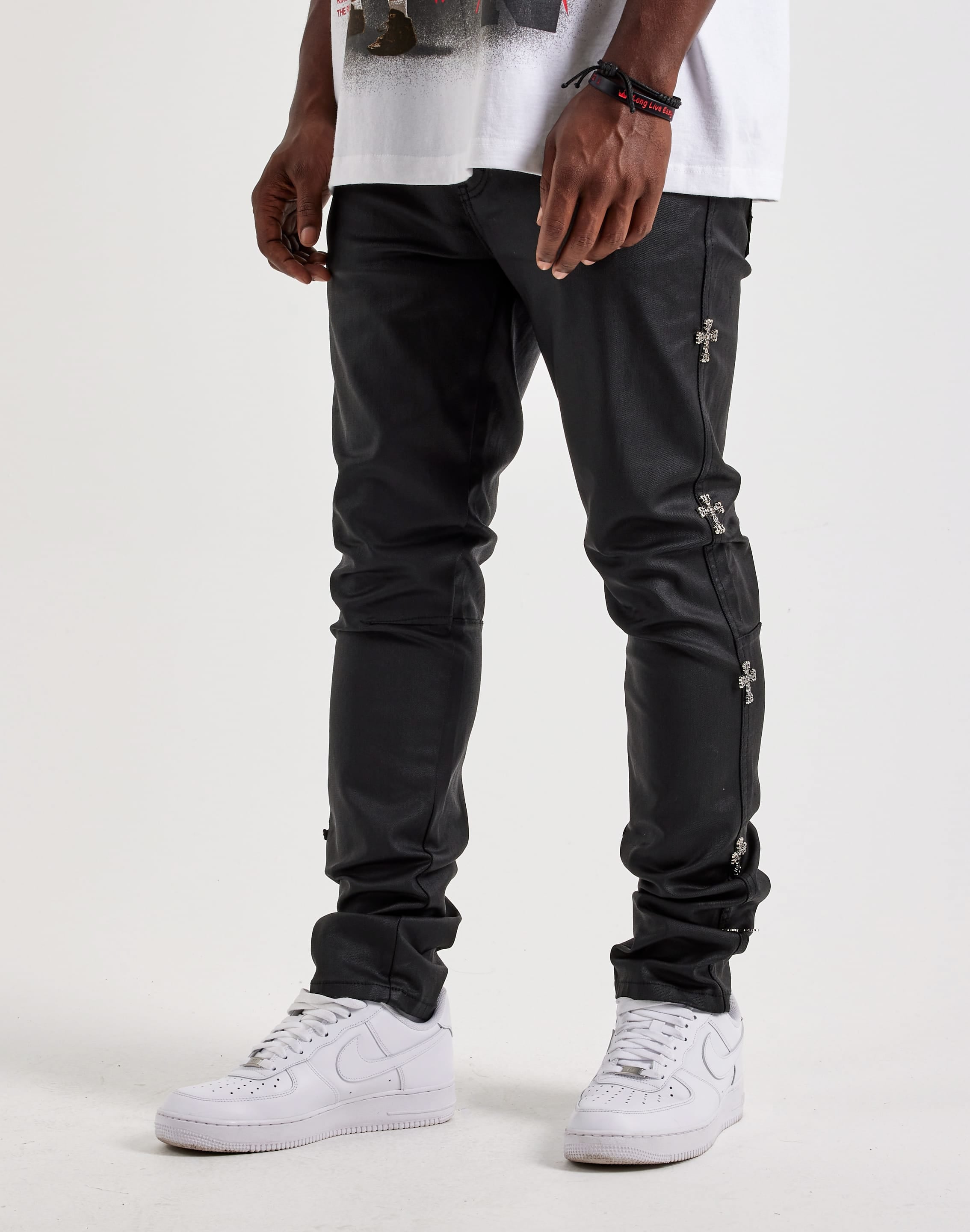 Photo of Kilogram Coated Flared Cross Hardware Denim Jeans