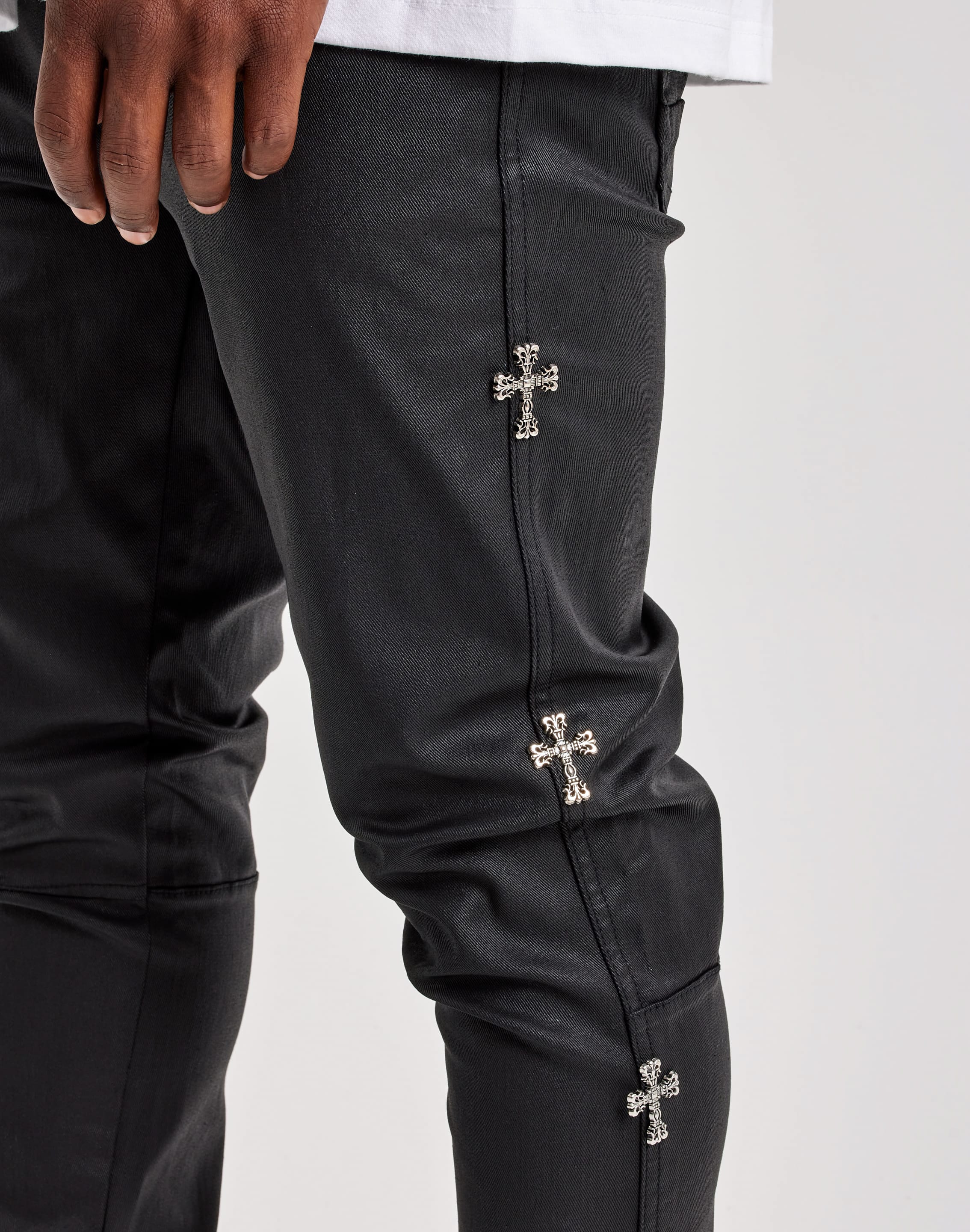 Photo of Kilogram Coated Flared Cross Hardware Denim Jeans