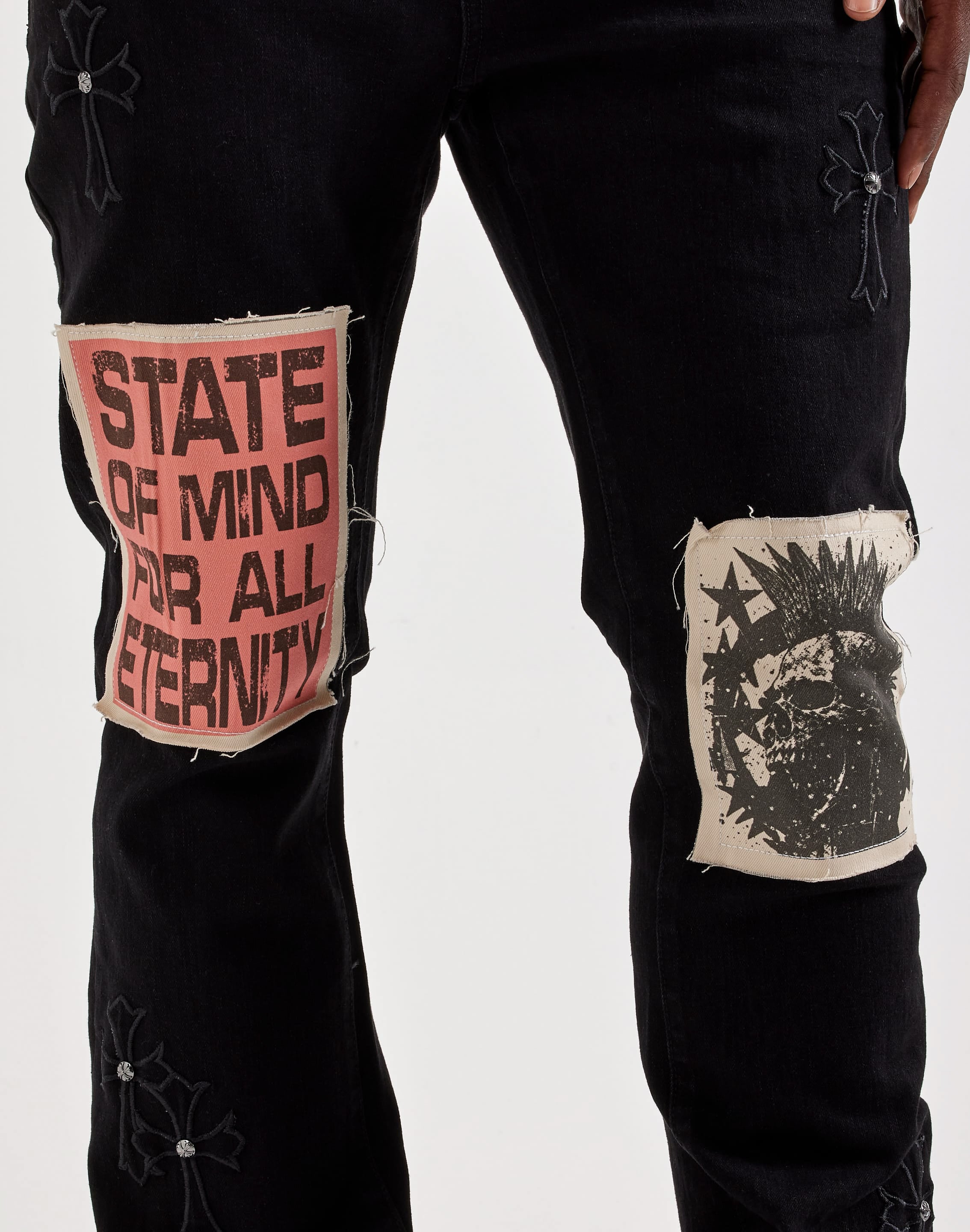 Photo of Kilogram Cross Applique Patch Flared Denim Jeans