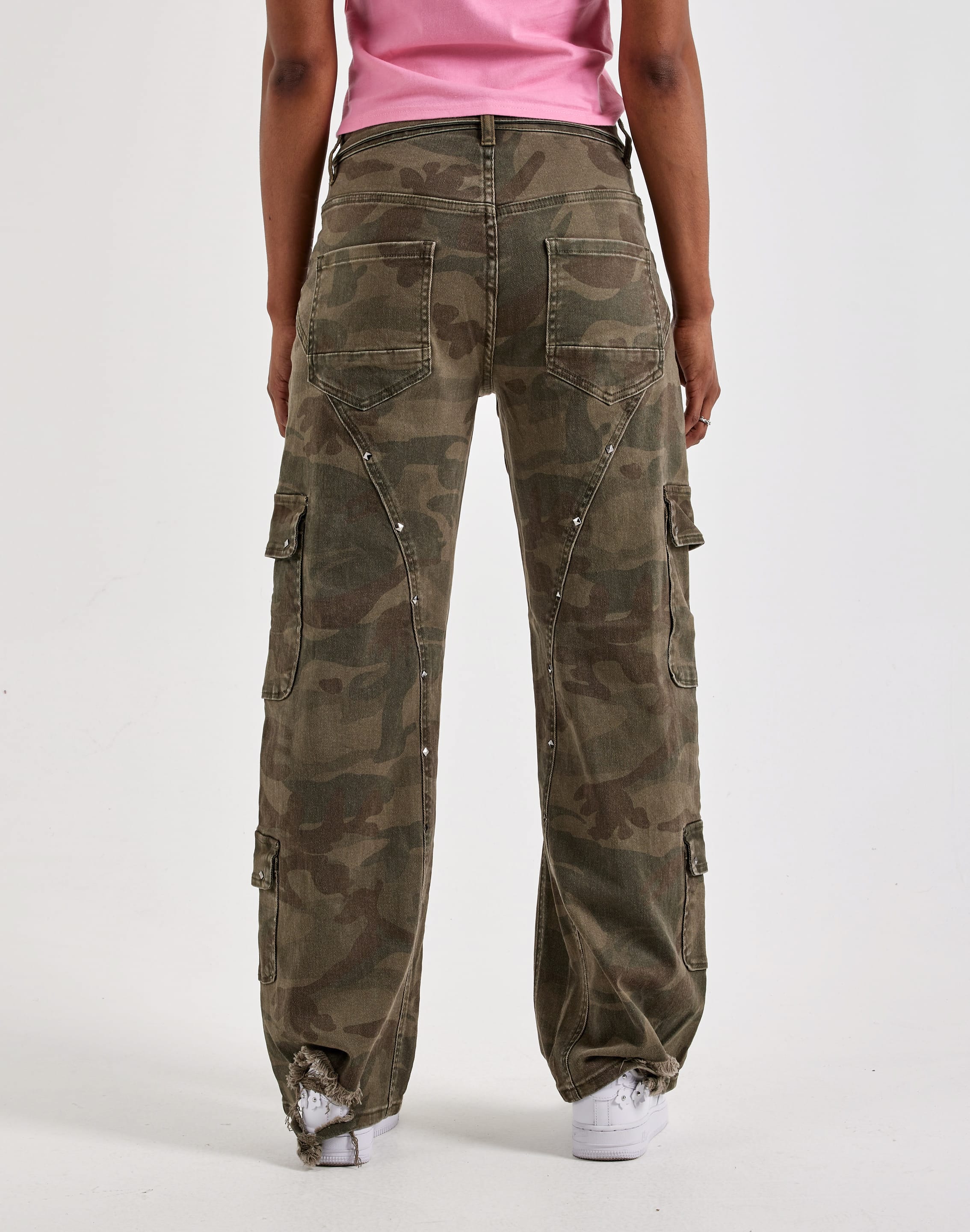 Photo of Kilogram Camo Studded Cargo Denim Jeans
