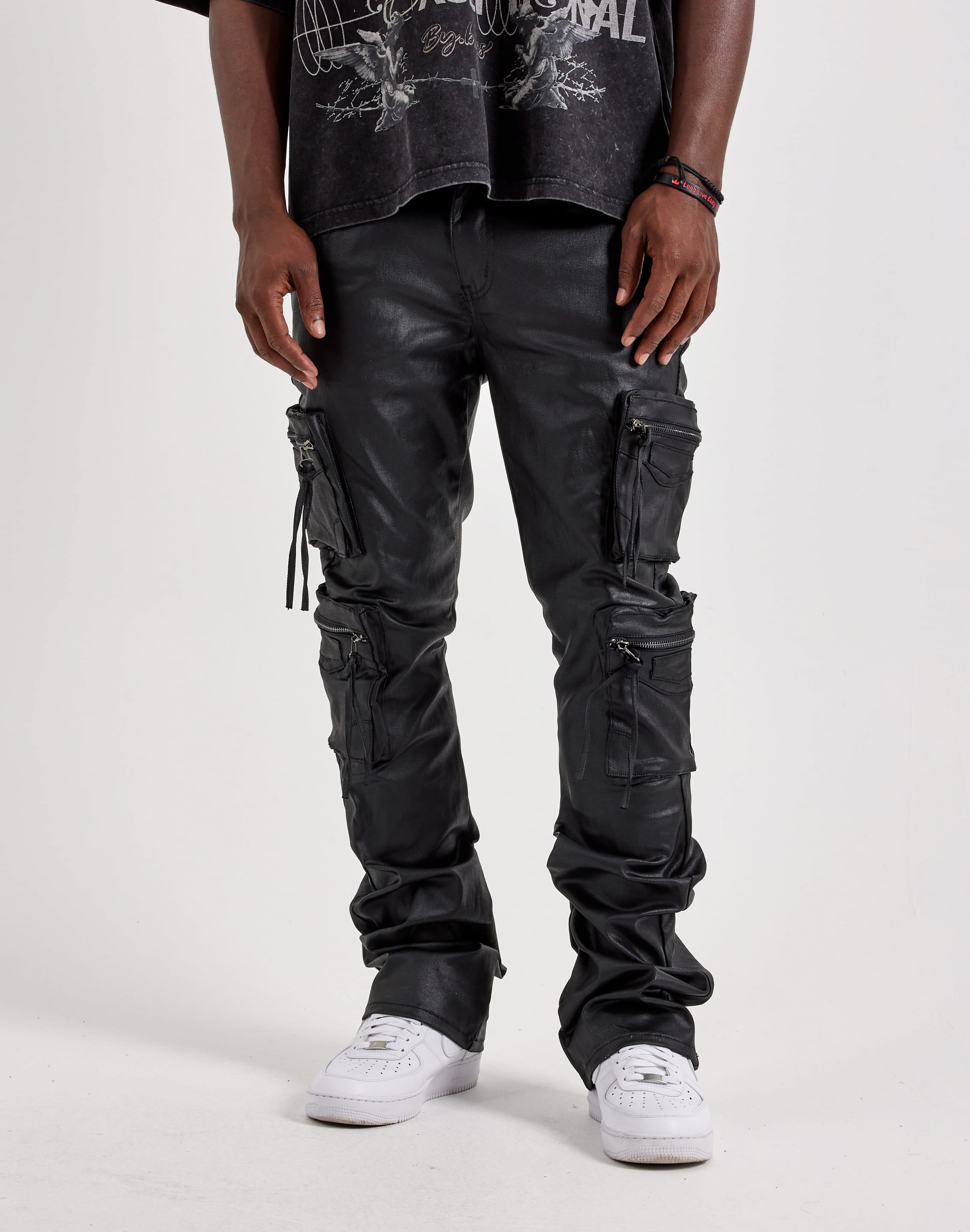 Photo of Kindred Flared Cargo Waxed Denim Jeans