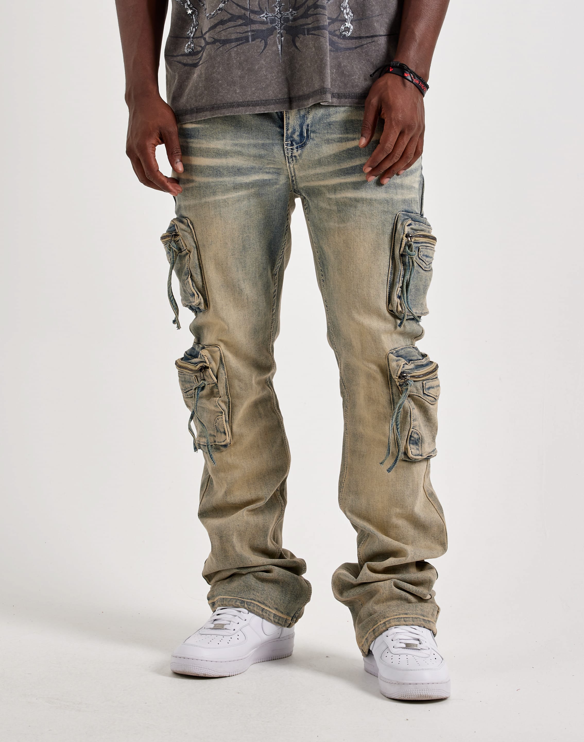Photo of Kindred Flared Cargo Denim Jeans
