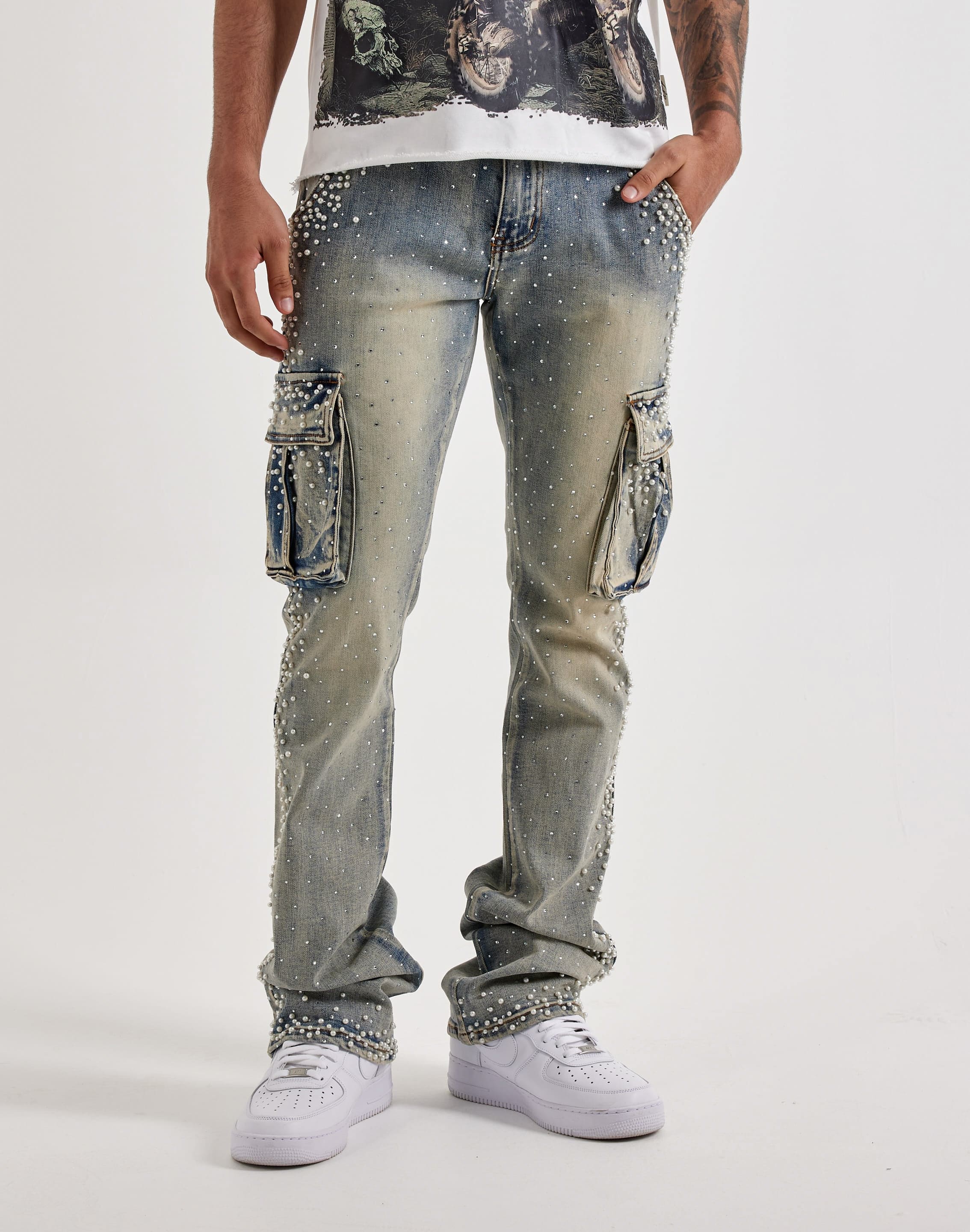 Photo of Kindred Pearl Stacked Cargo Denim Jeans