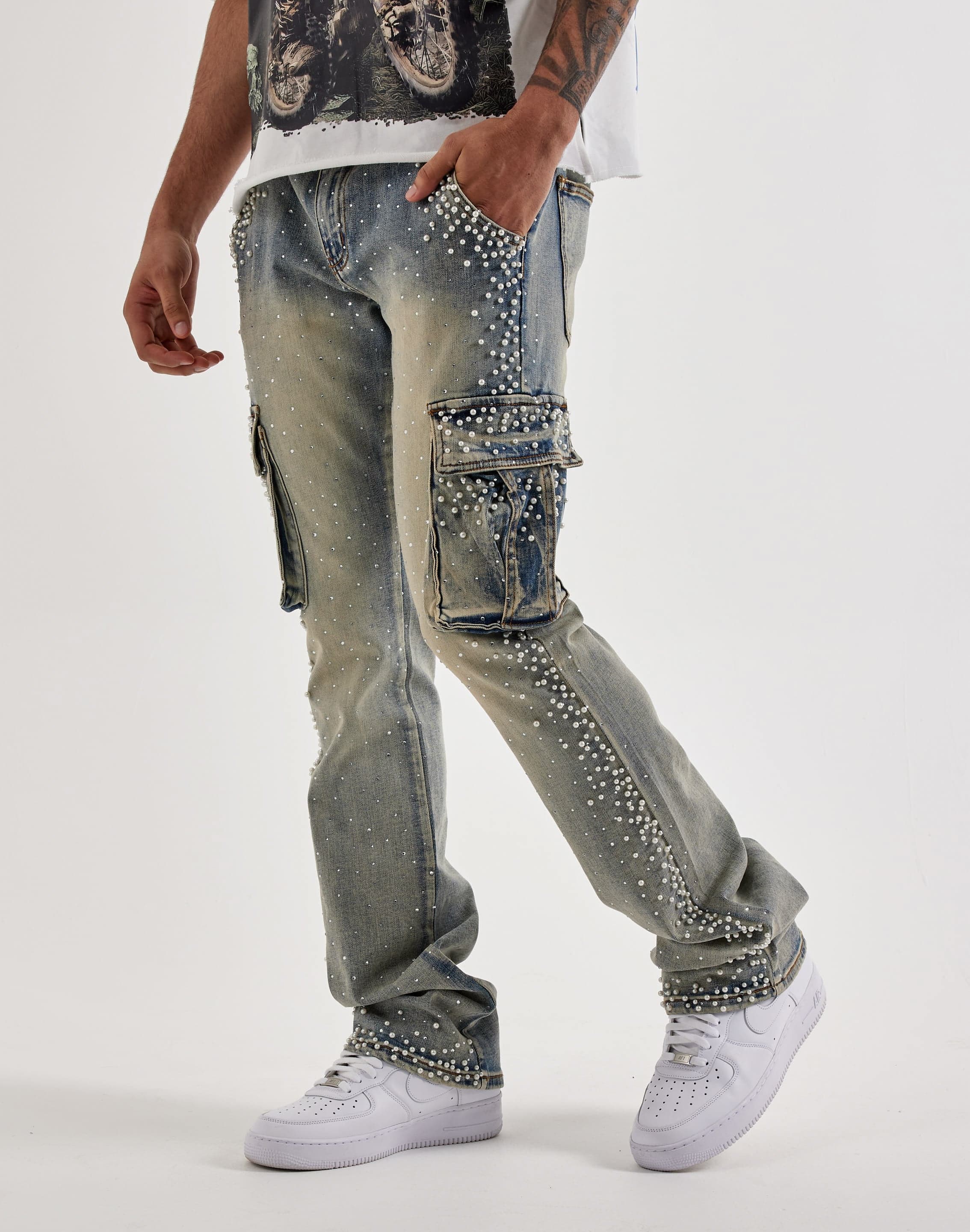 Photo of Kindred Pearl Stacked Cargo Denim Jeans