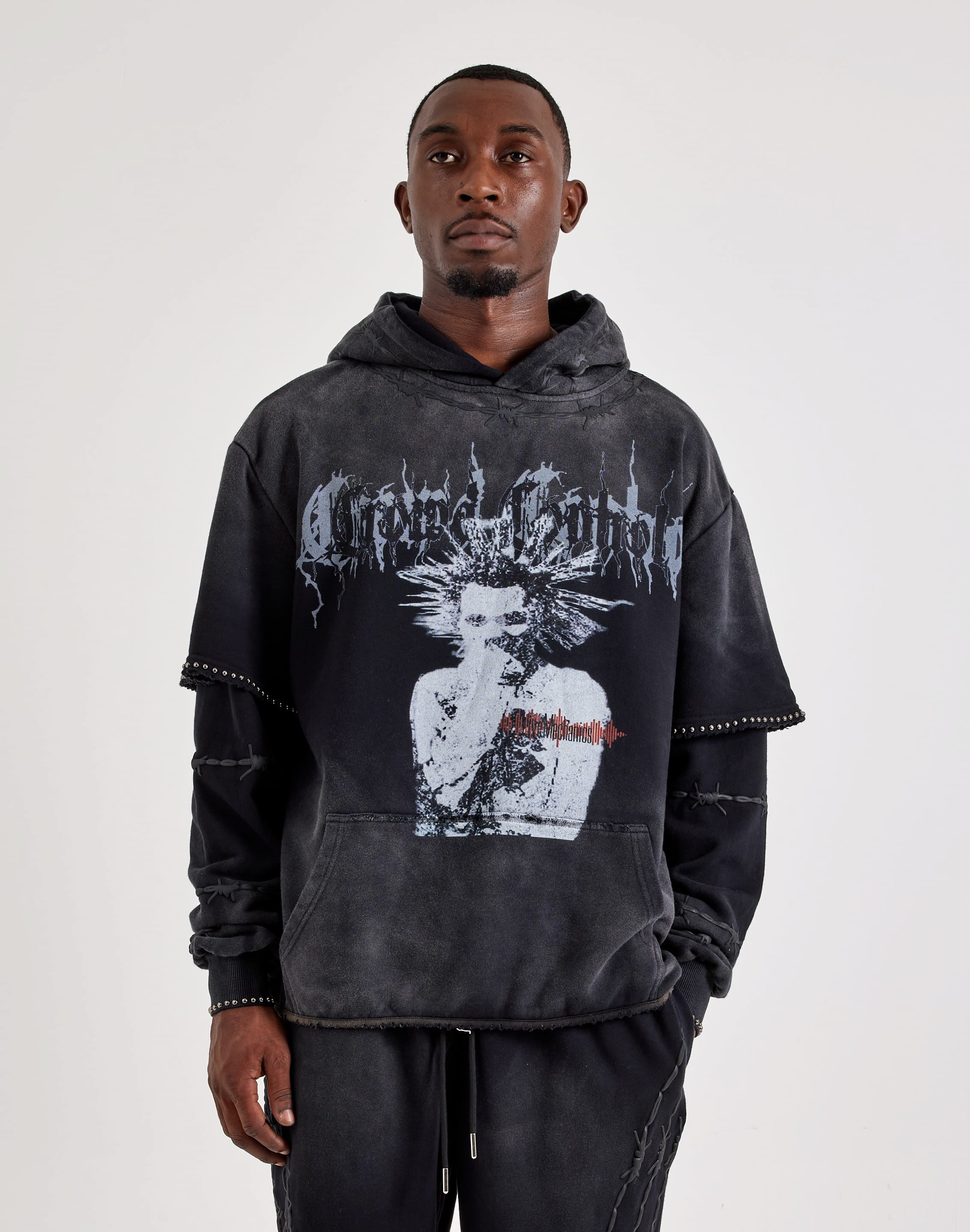 Live Mechanics Crowd Control Layered Pullover Fleece Hoodie, image 1 of 4