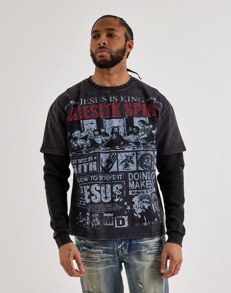 Majestik Jesus Is King Long-Sleeve Twofer Shirt – DTLR