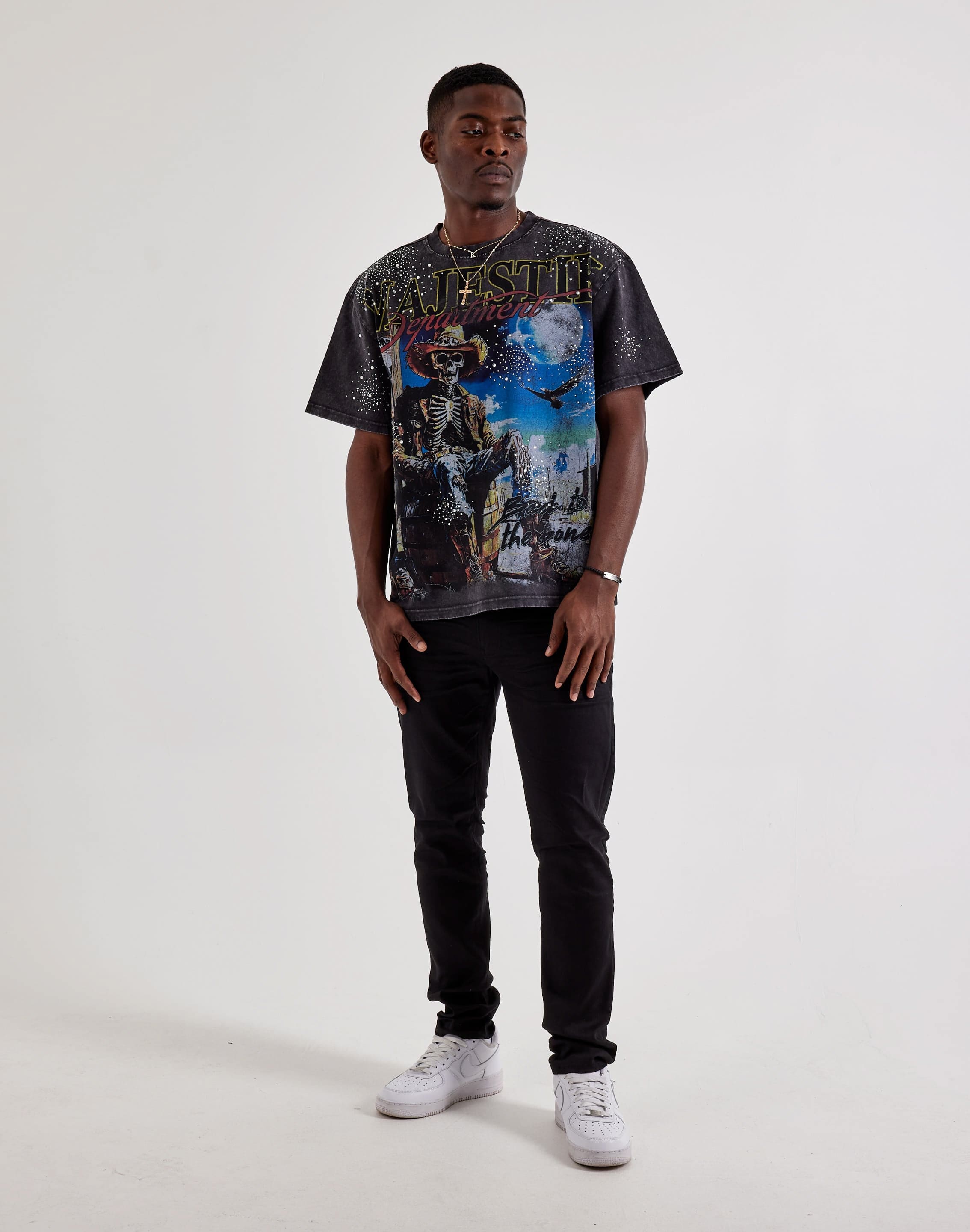 Majestik Bad To The Bone Rhinestone T-Shirt