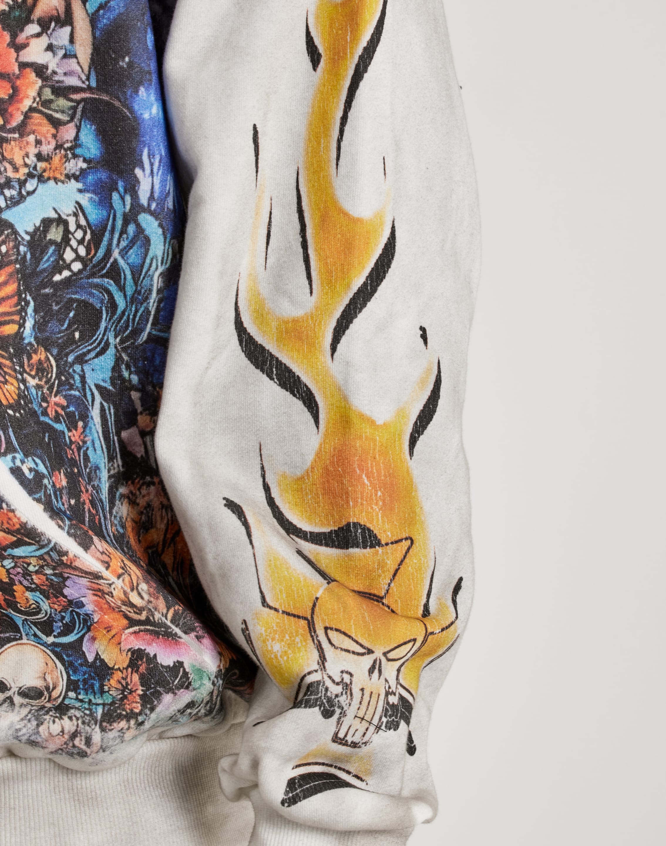 Majestik Floral Skull Rhinestone Fleece Hoodie