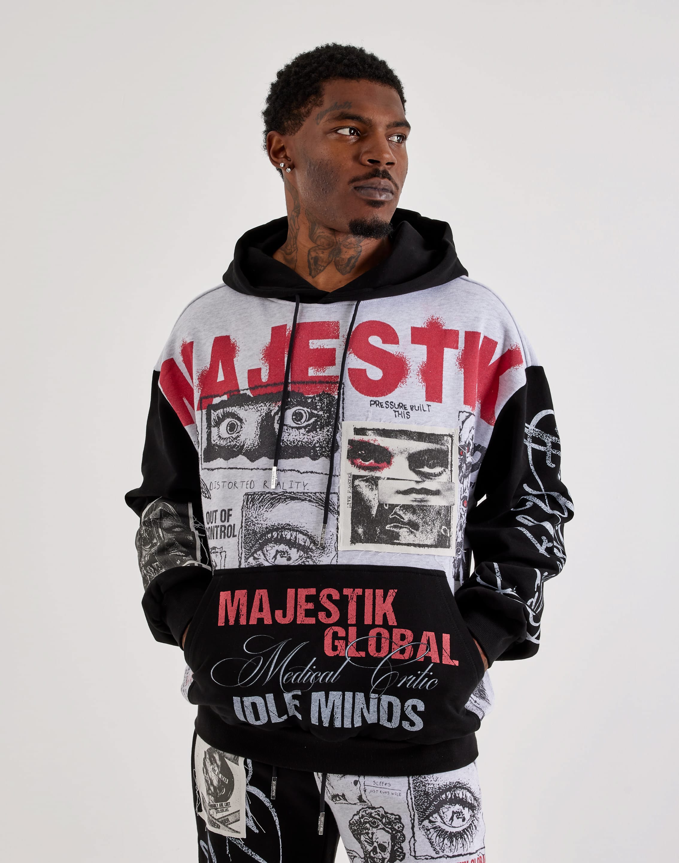 Majestik Idle Minds Pullover Fleece Hoodie, image 1 of 6