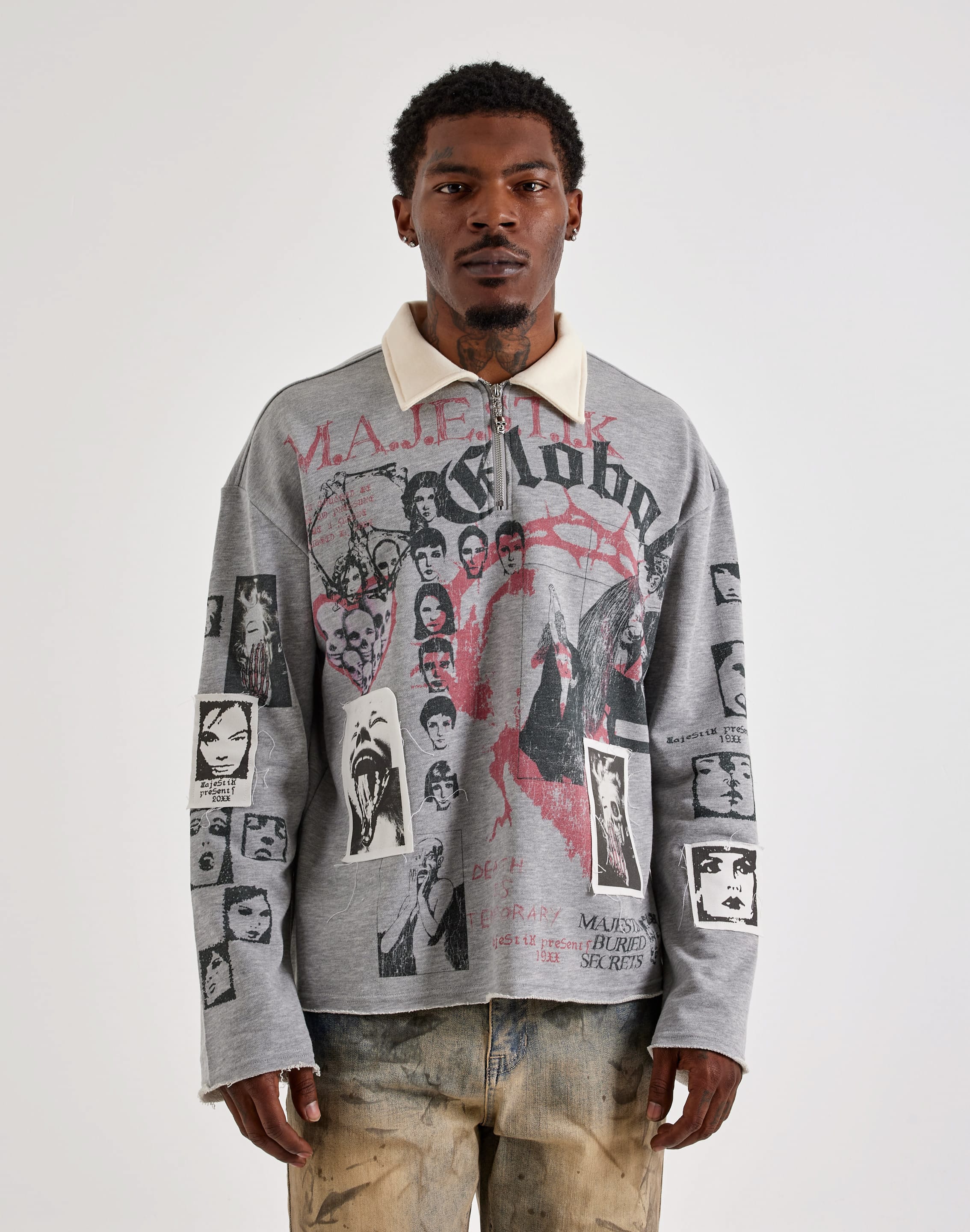 Majestik Global Faces Long-Sleeve Quarter-Zip Shirt, image 1 of 6