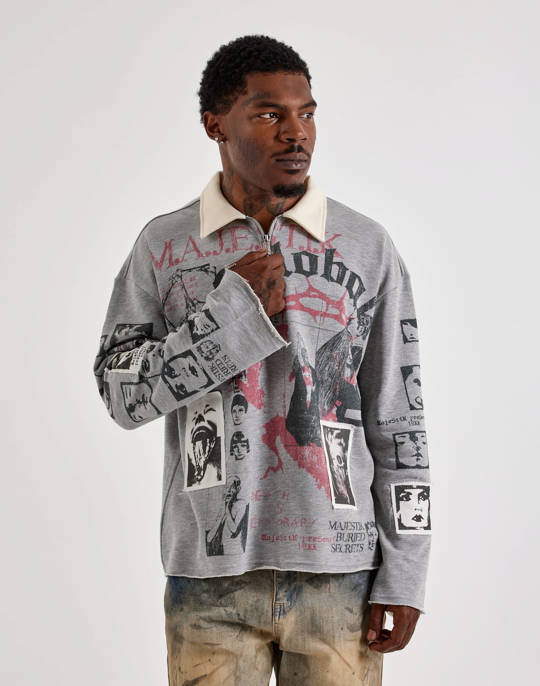 Majestik Global Faces Long-Sleeve Quarter-Zip Shirt, image 5 of 6
