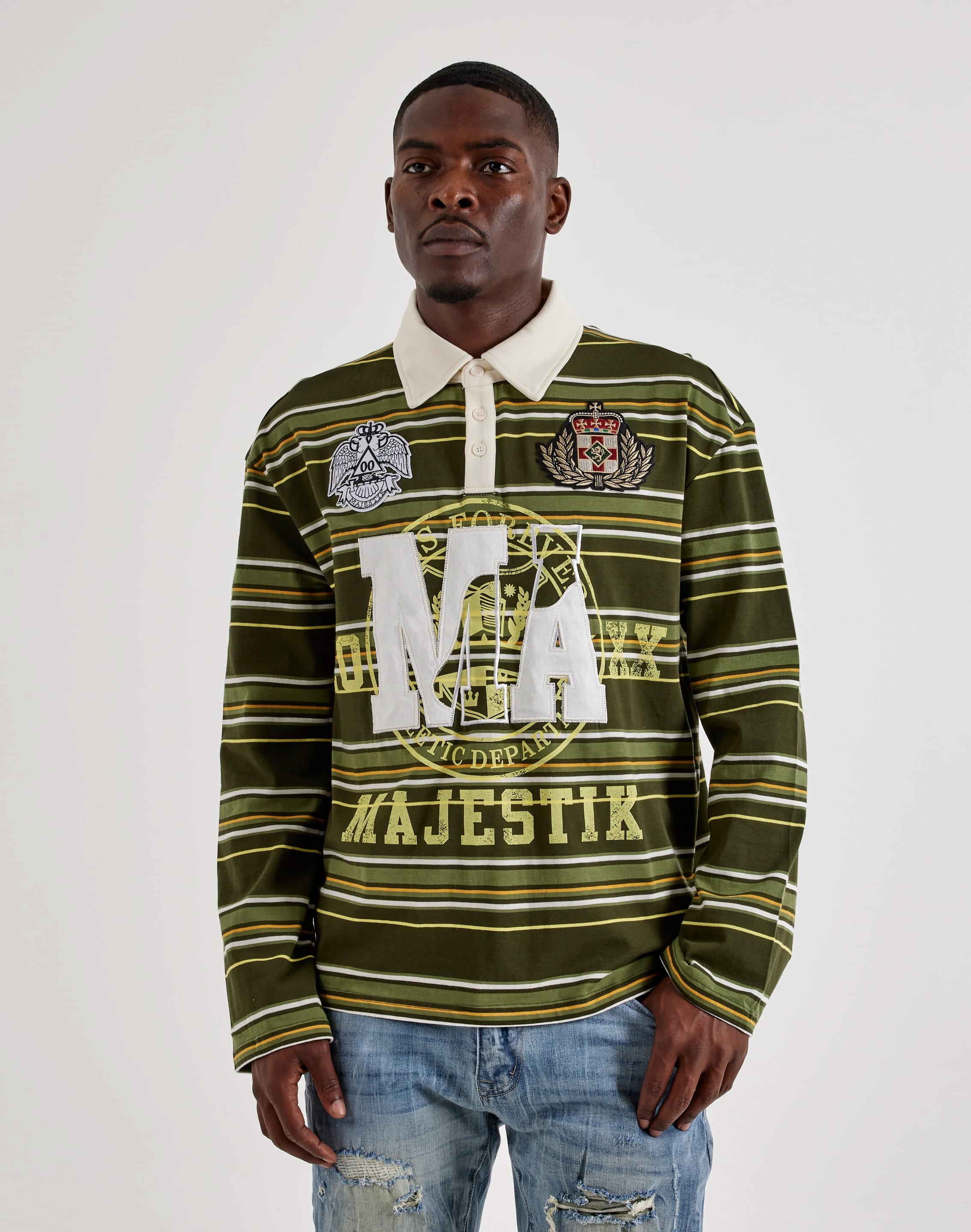 Majestik Honor Roll Long-Sleeve Rugby Shirt, image 1 of 4