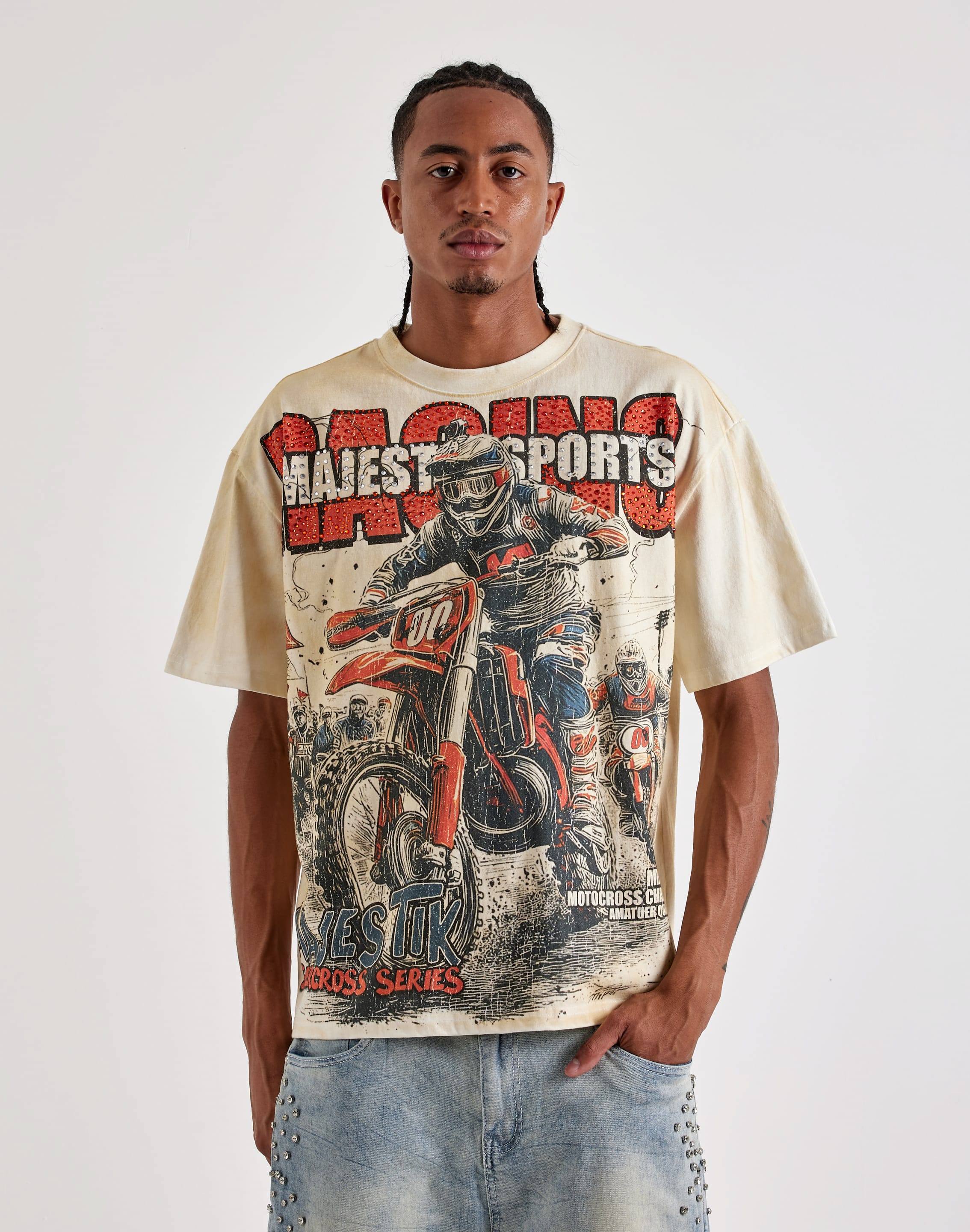 Photo of Majestik Motocross Racing Rhinestone Tee