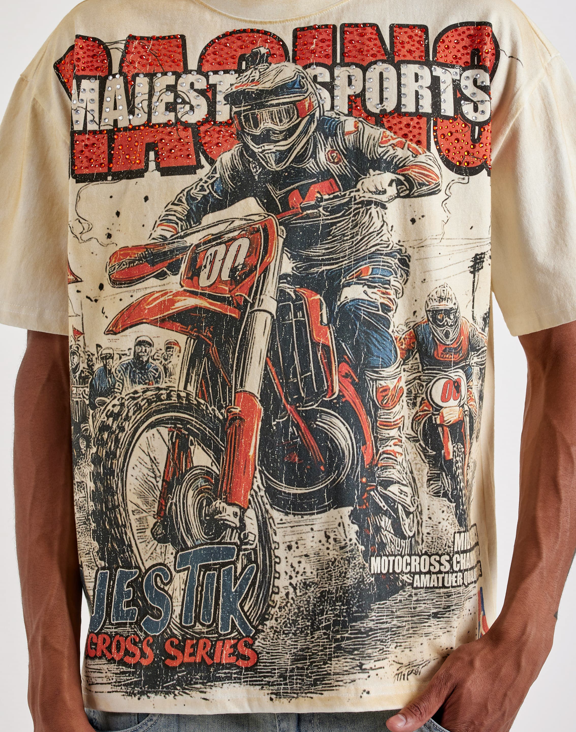 Photo of Majestik Motocross Racing Rhinestone Tee