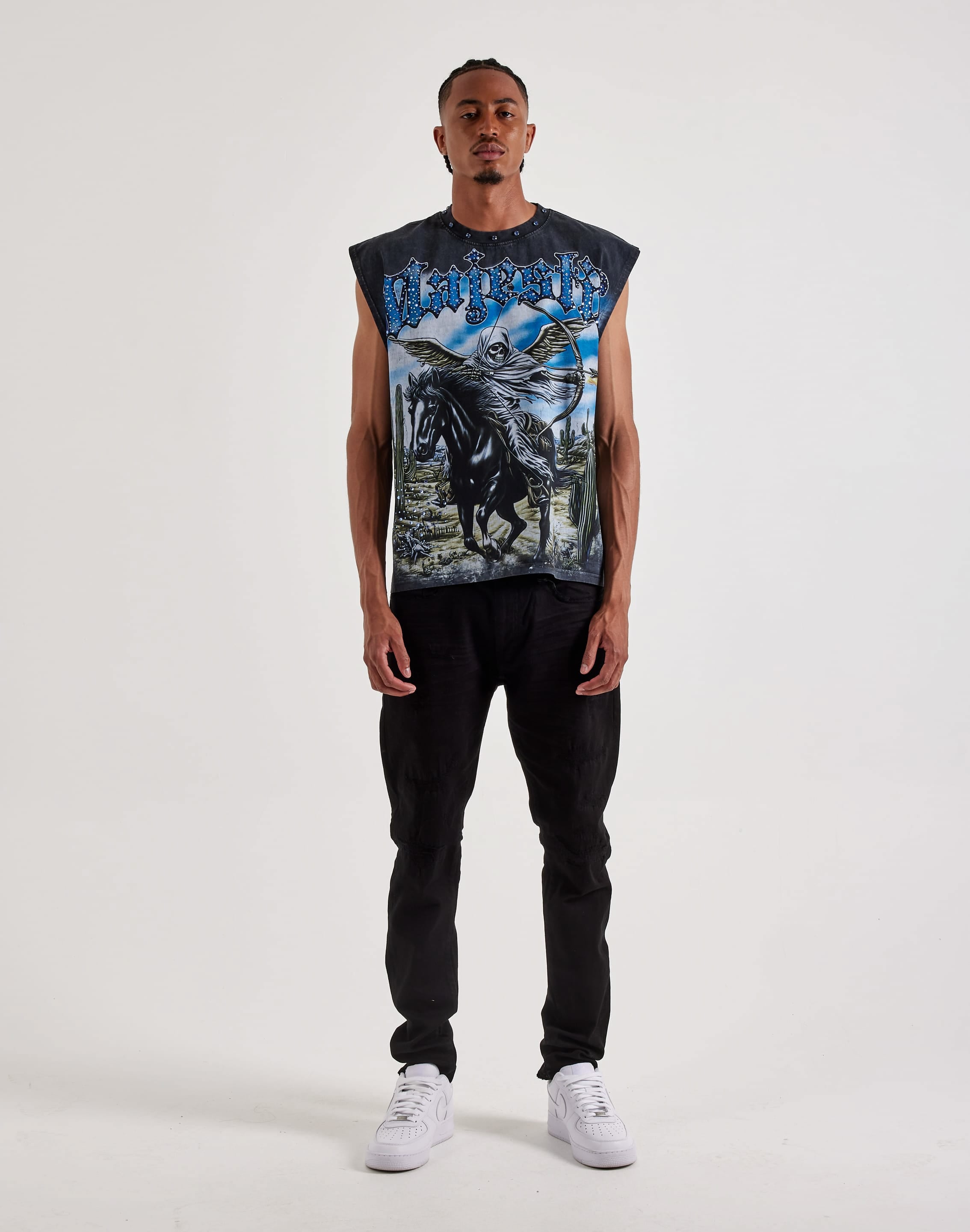 Majestik Run Free Rhinestone Sleeveless Tee – DTLR
