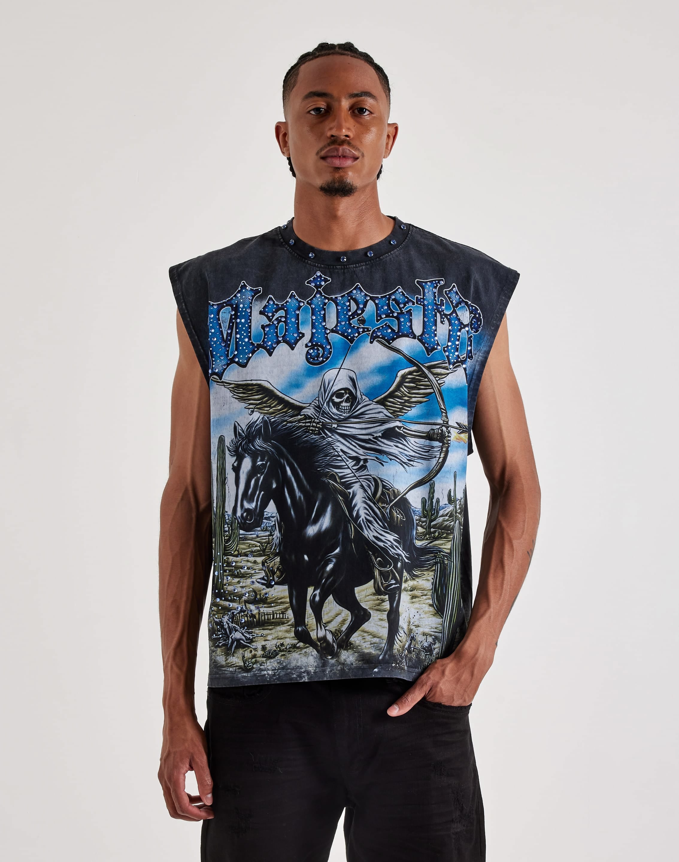 Majestik Run Free Rhinestone Sleeveless Tee – DTLR
