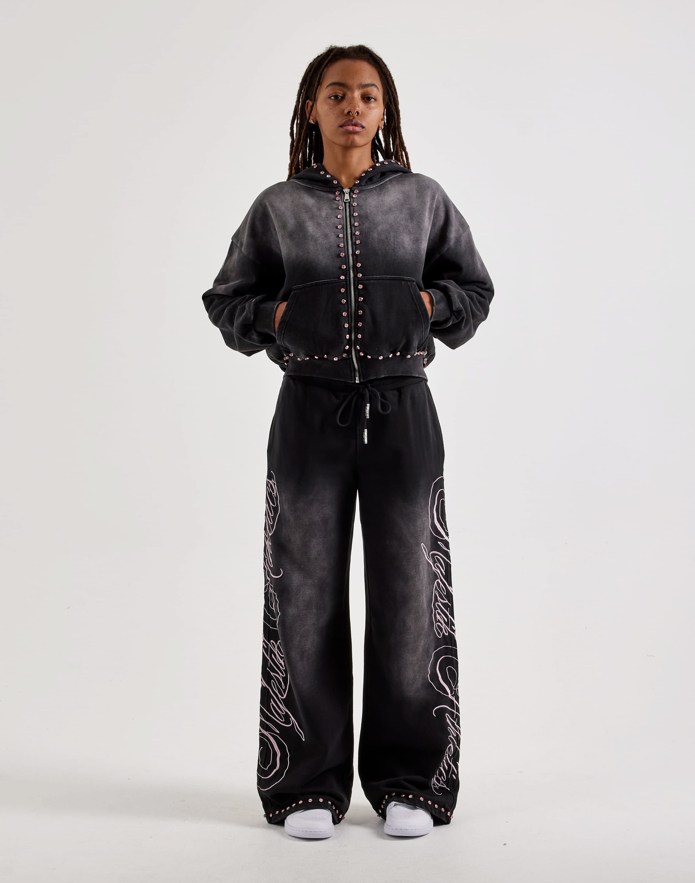 Photo of Majestik Full-Zip Rhinestone Fleece Hoodie