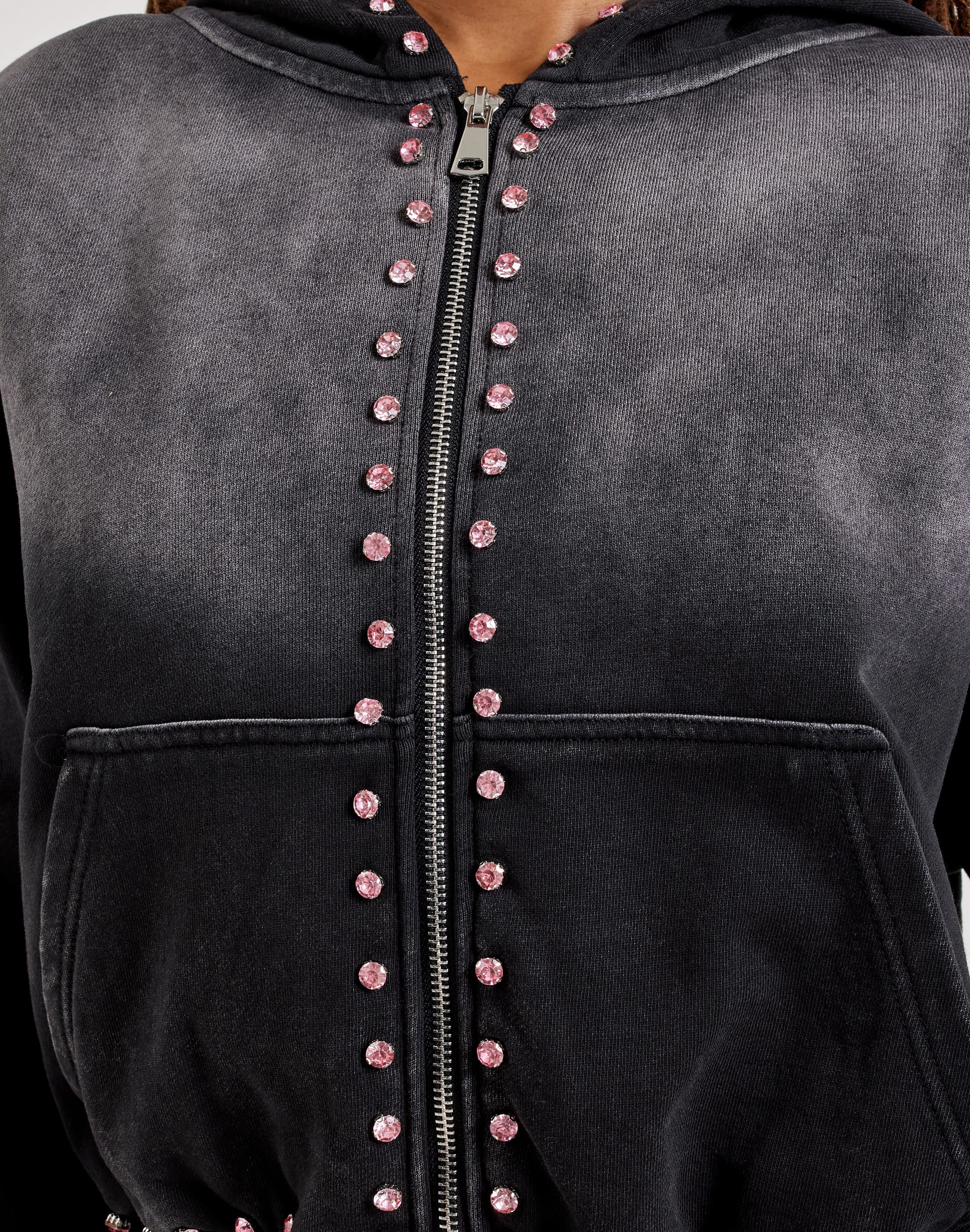 Photo of Majestik Full-Zip Rhinestone Fleece Hoodie
