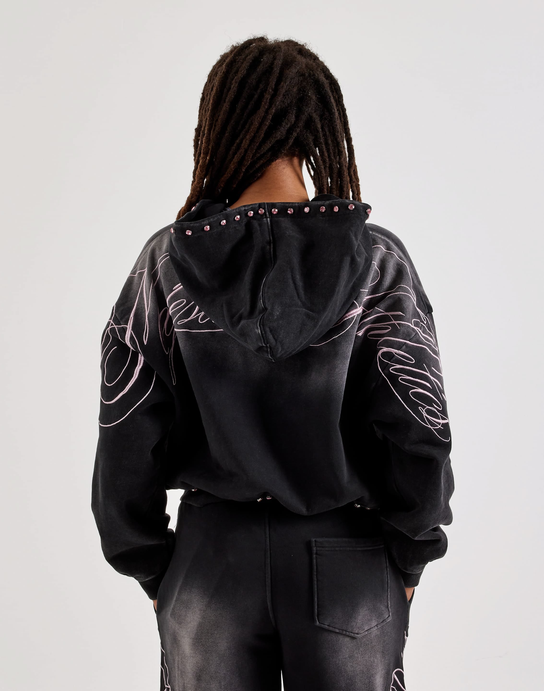 Photo of Majestik Full-Zip Rhinestone Fleece Hoodie