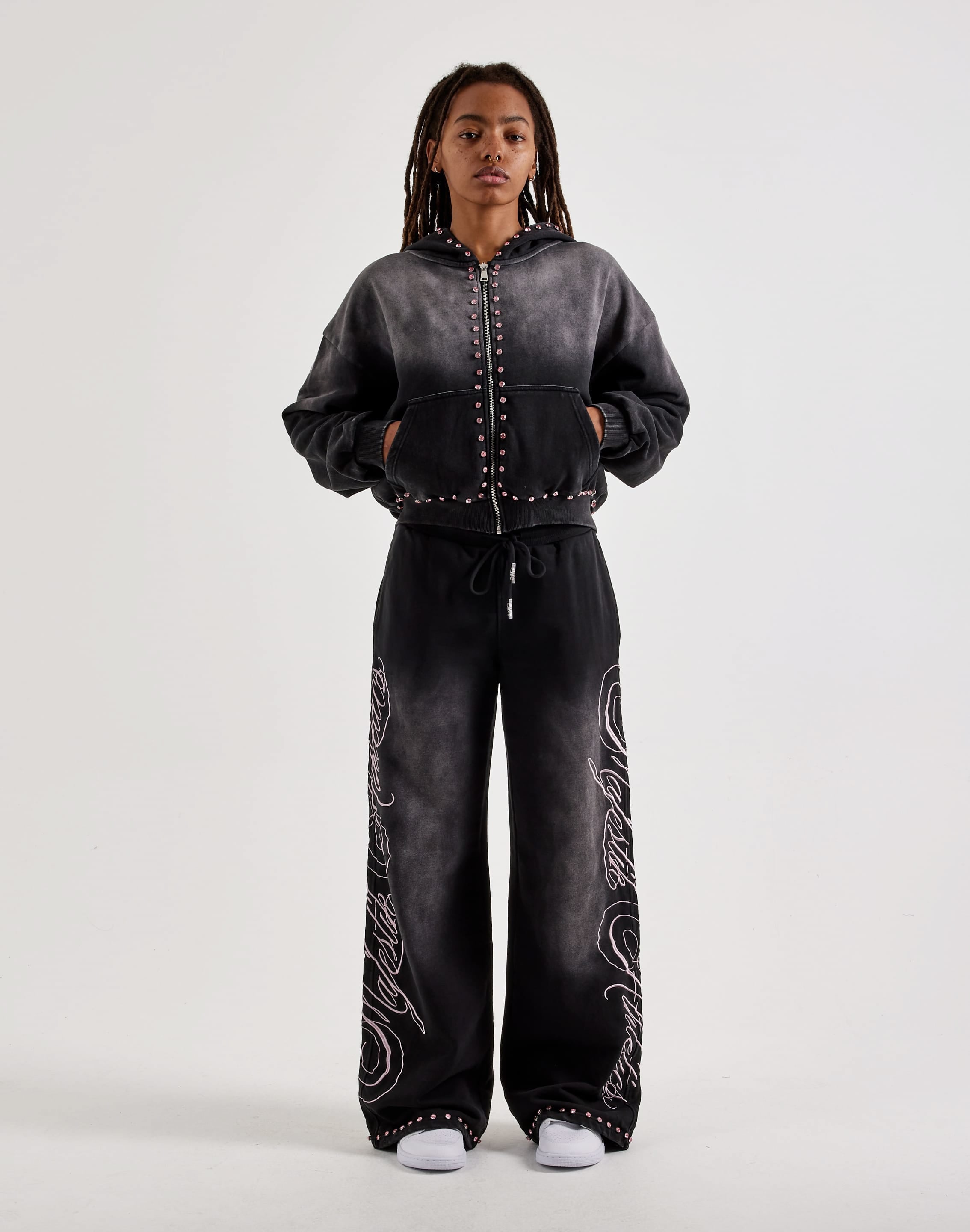 Photo of Majestik Side Logo Rhinestone Fleece Pants
