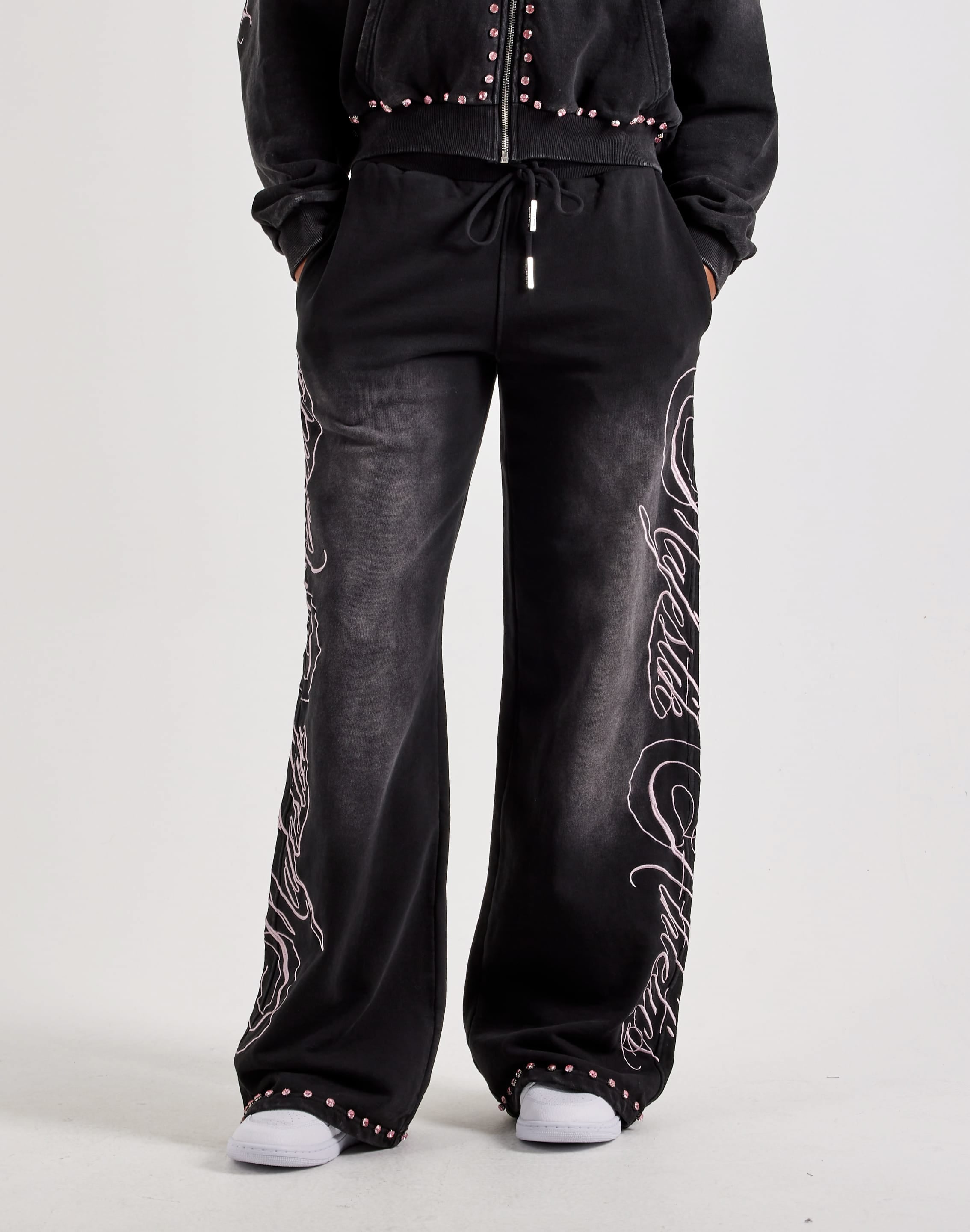 Photo of Majestik Side Logo Rhinestone Fleece Pants