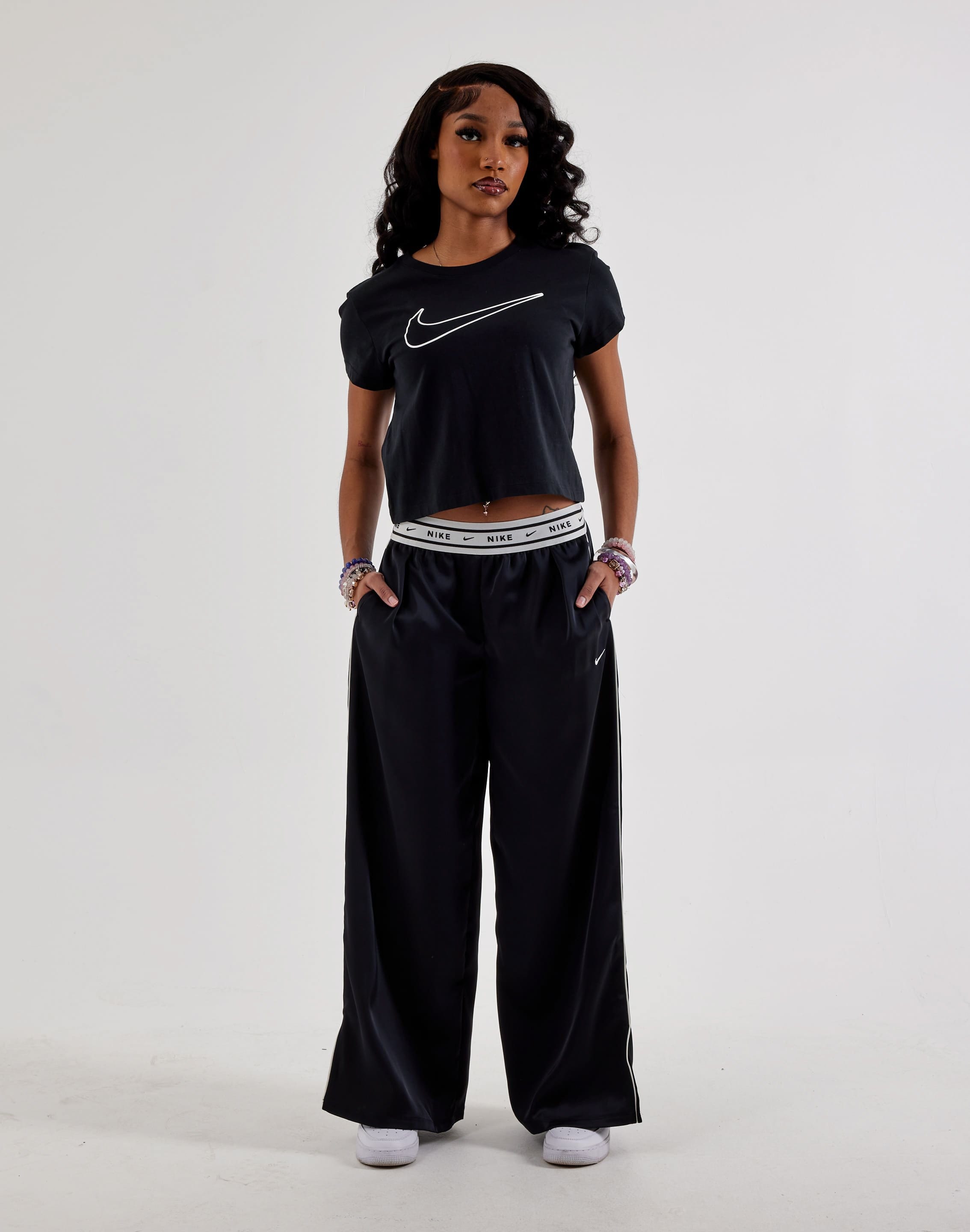 nike button up silk pants