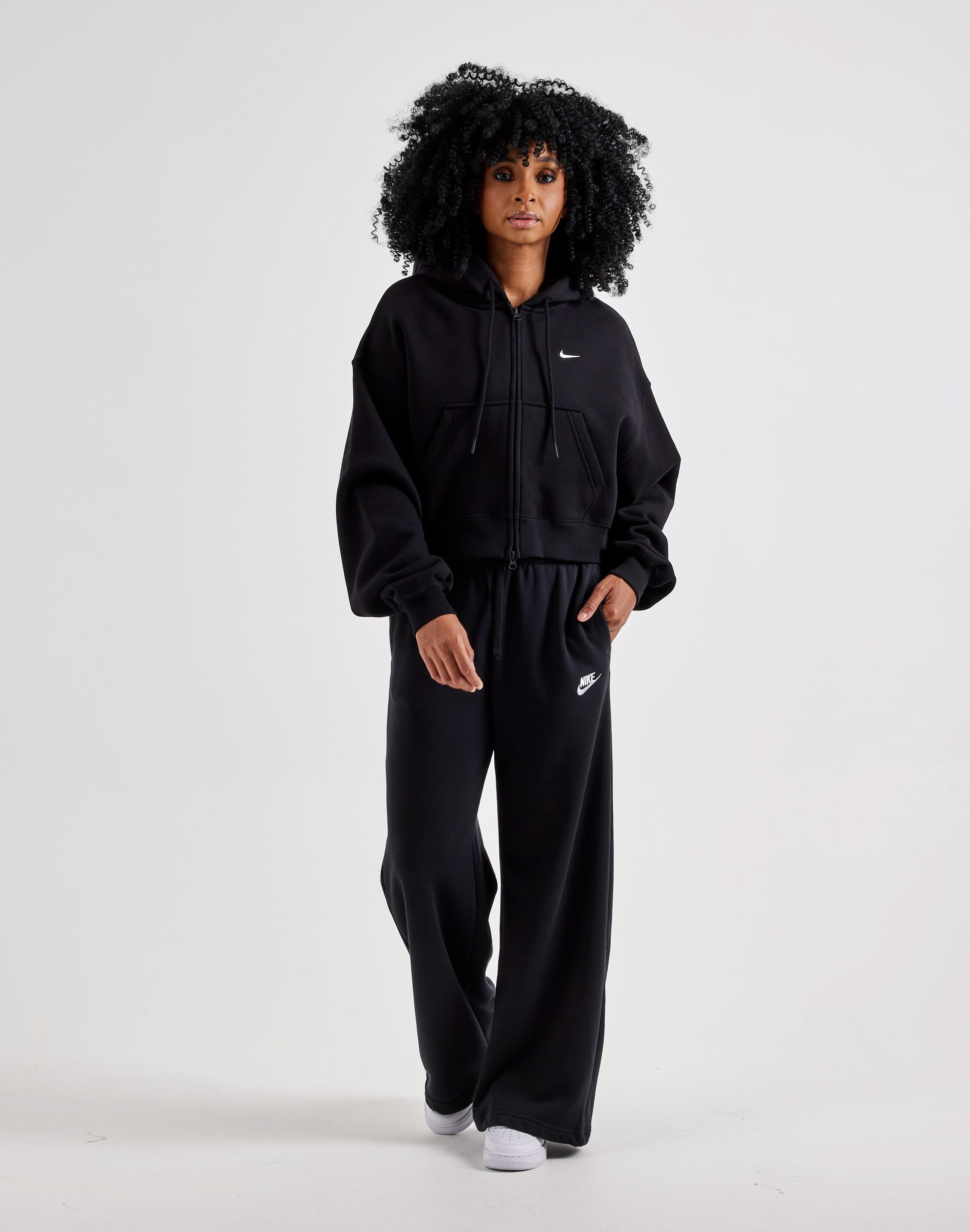 Photo of Nike Studio Fleece Medium-Weight Cropped Full-Zip Hoodie