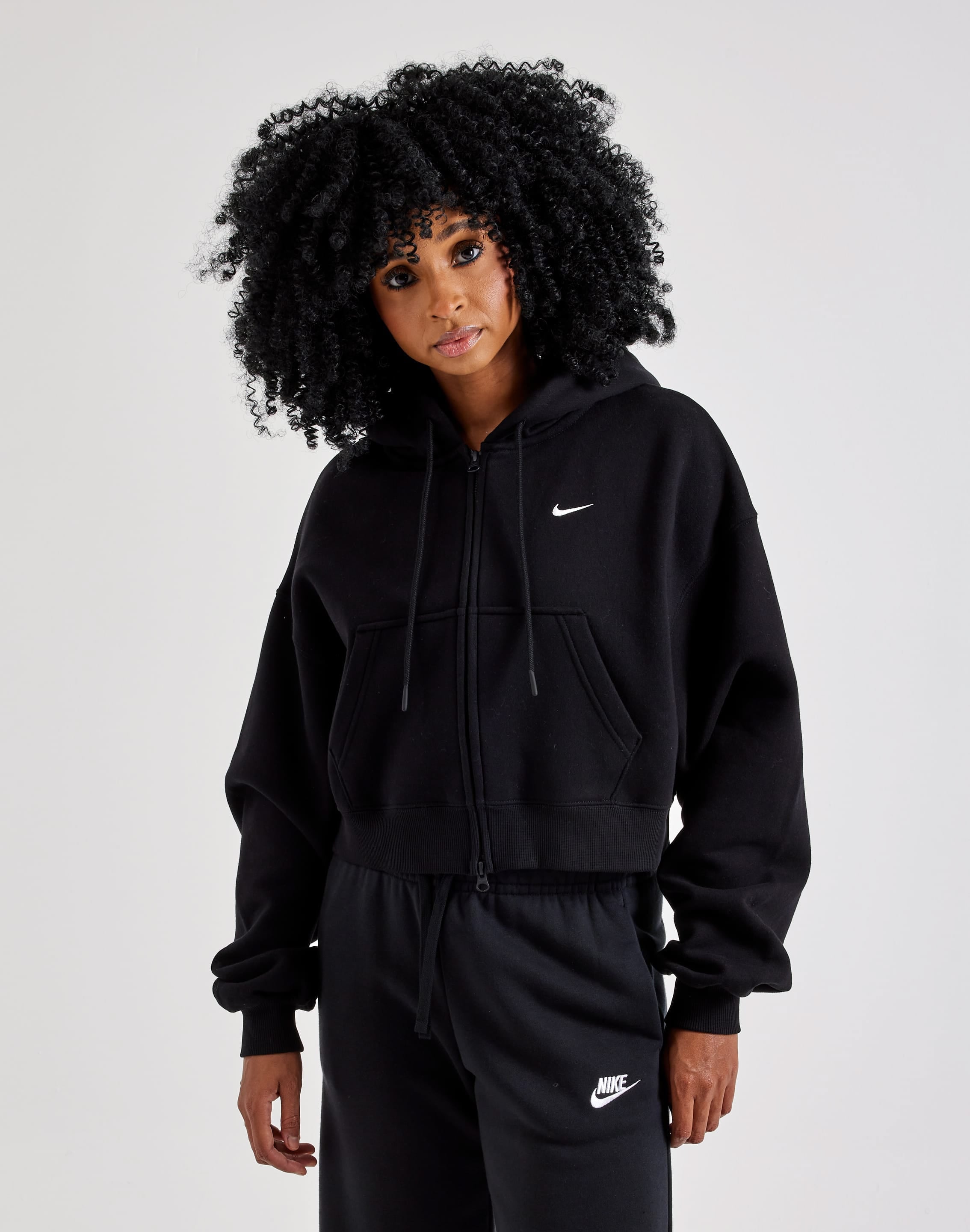 Photo of Nike Studio Fleece Medium-Weight Cropped Full-Zip Hoodie