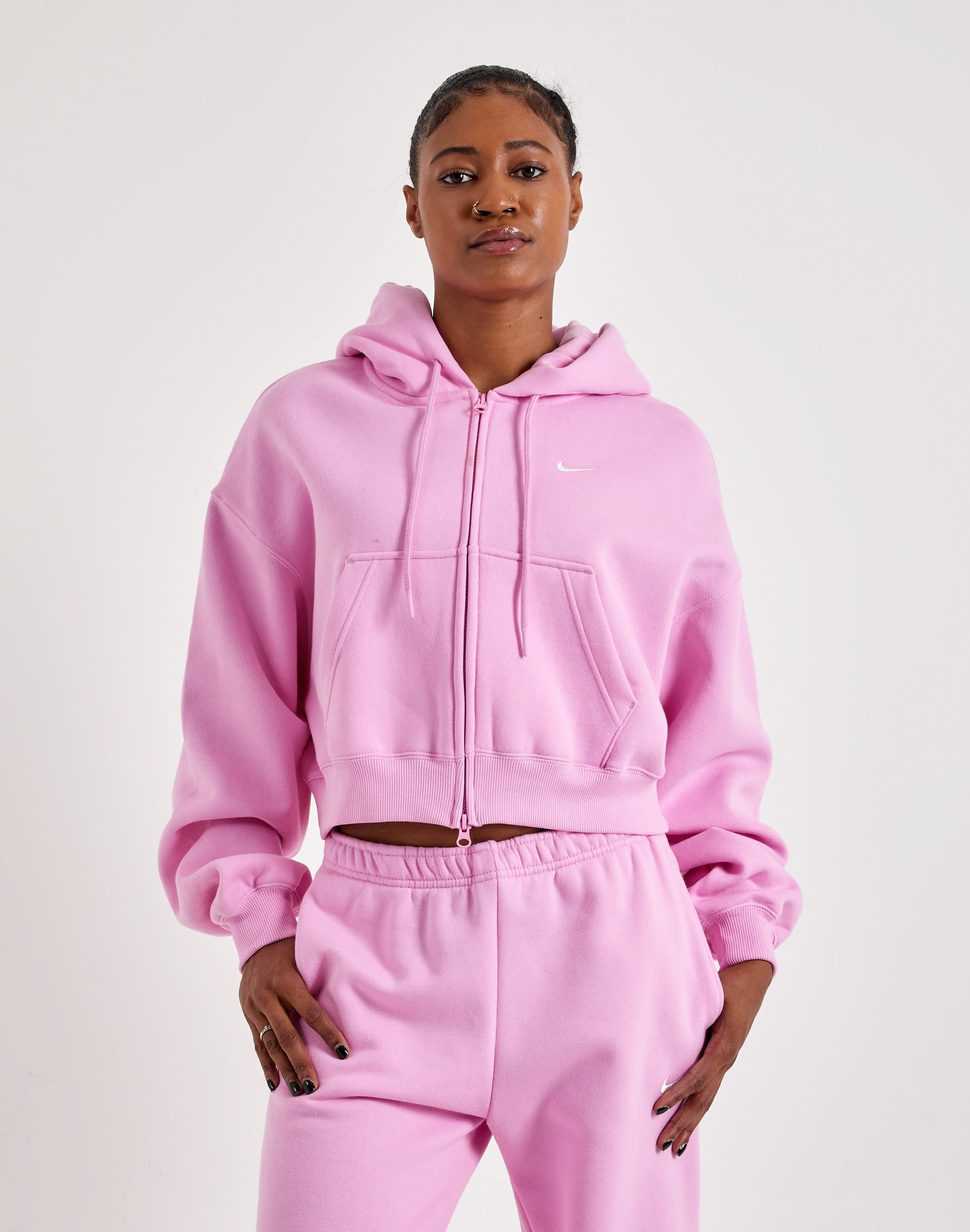 Photo of Nike Studio Fleece Medium-Weight Cropped Full-Zip Hoodie